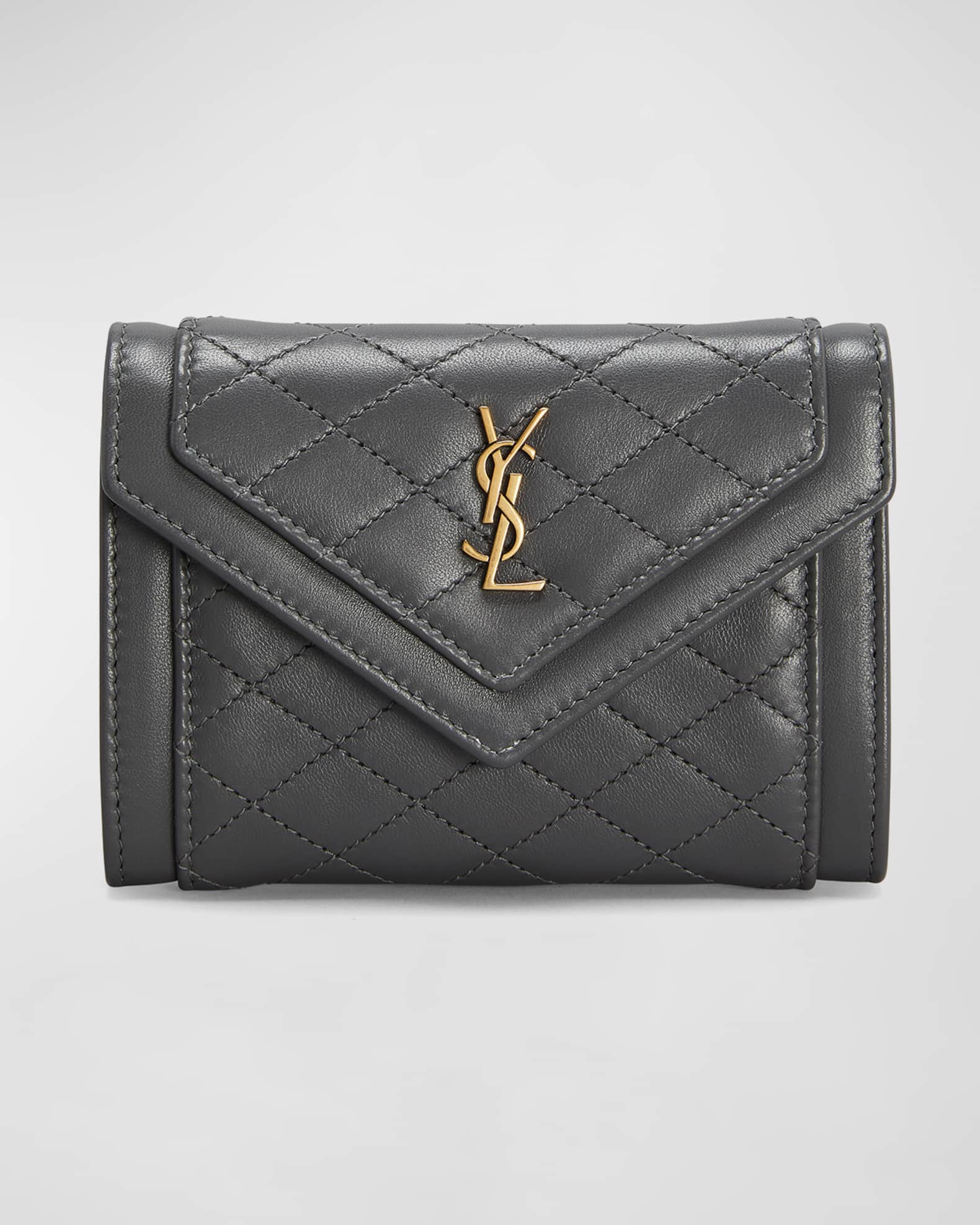 Gaby Small YSL Flap Envelope Wallet in Quilted Smooth Leather