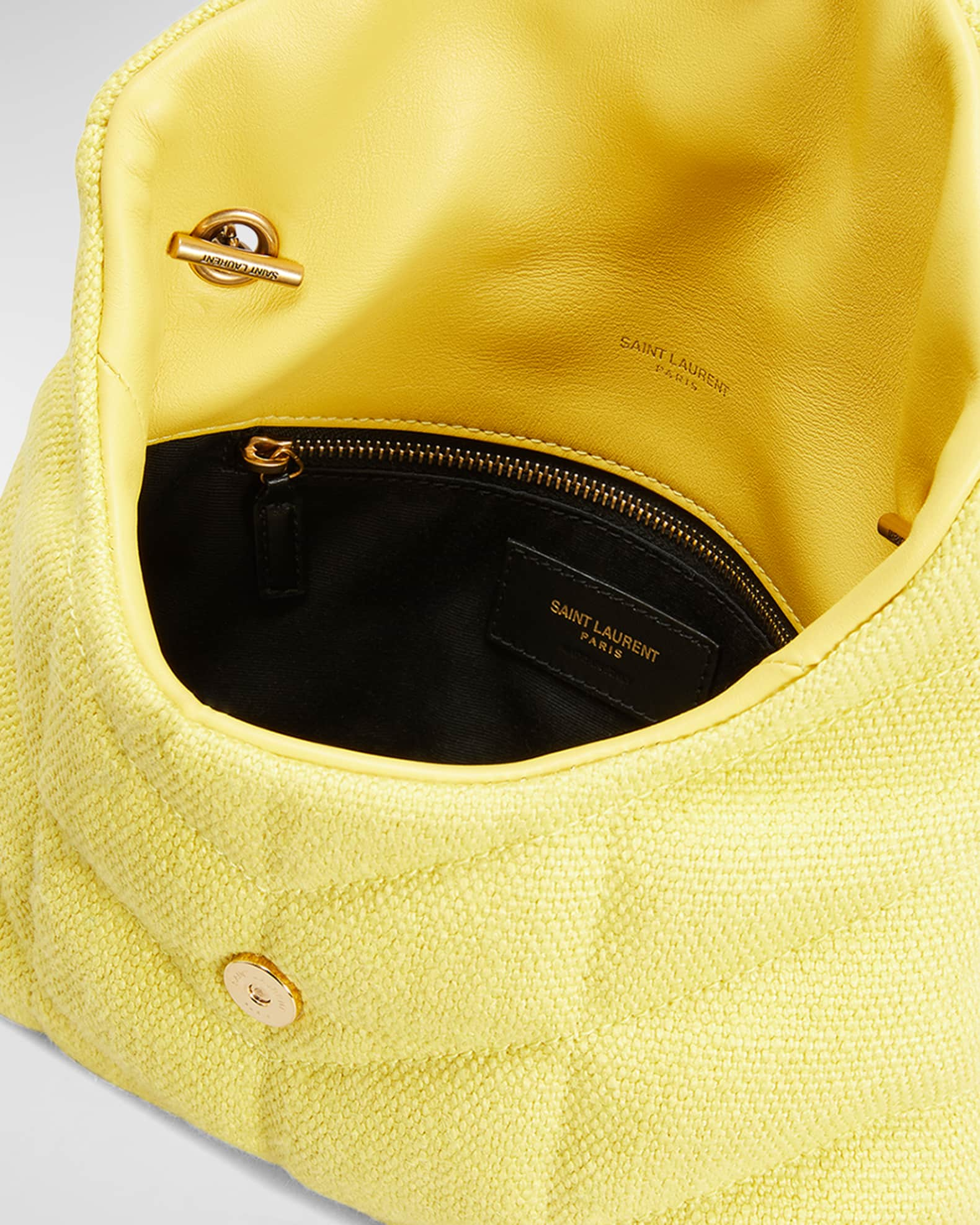 Saint Laurent Loulou Puffer Canvas Clutch in Yellow