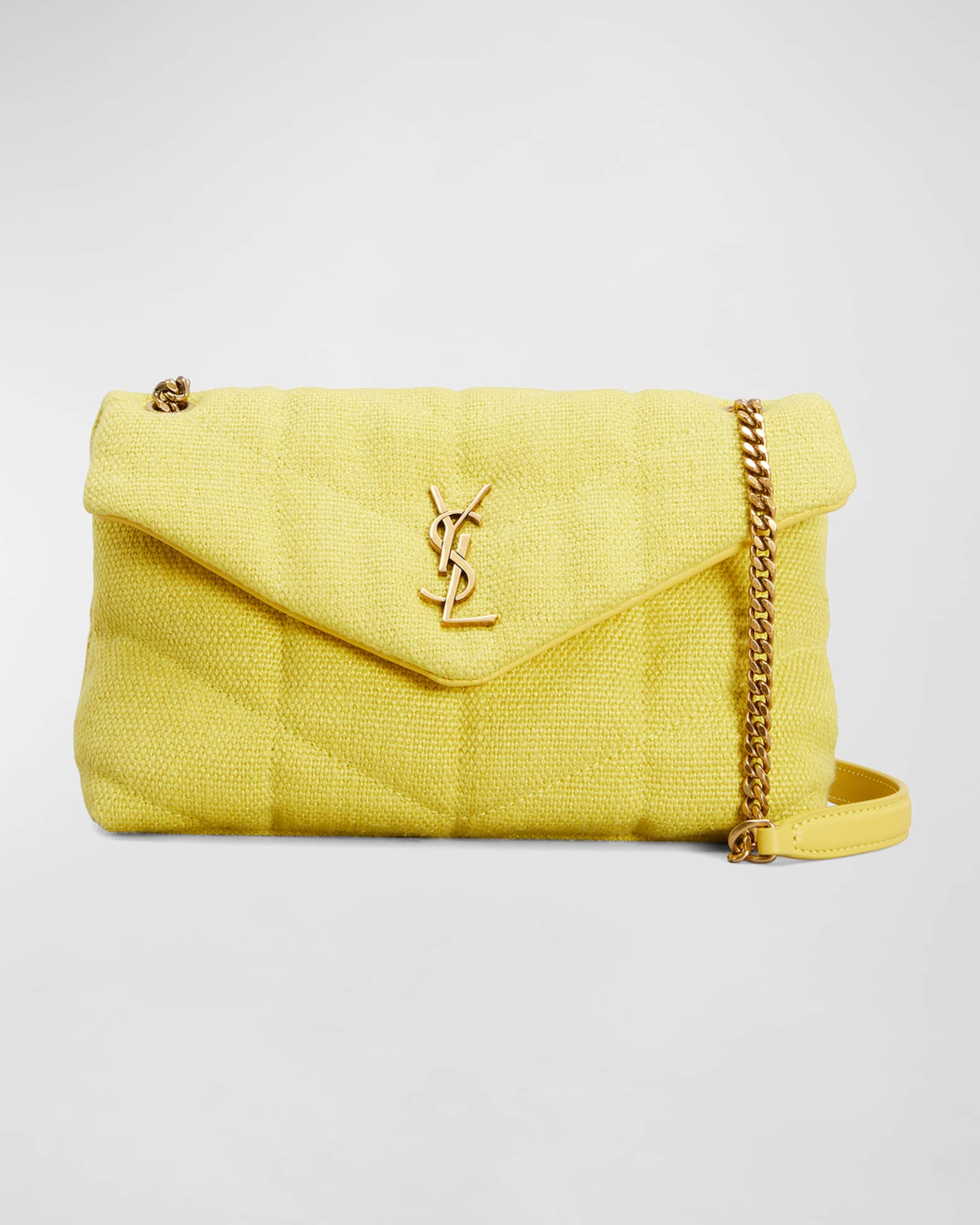 Yves Saint Laurent Mini Loulou Leather Crossbody Bag Yellow