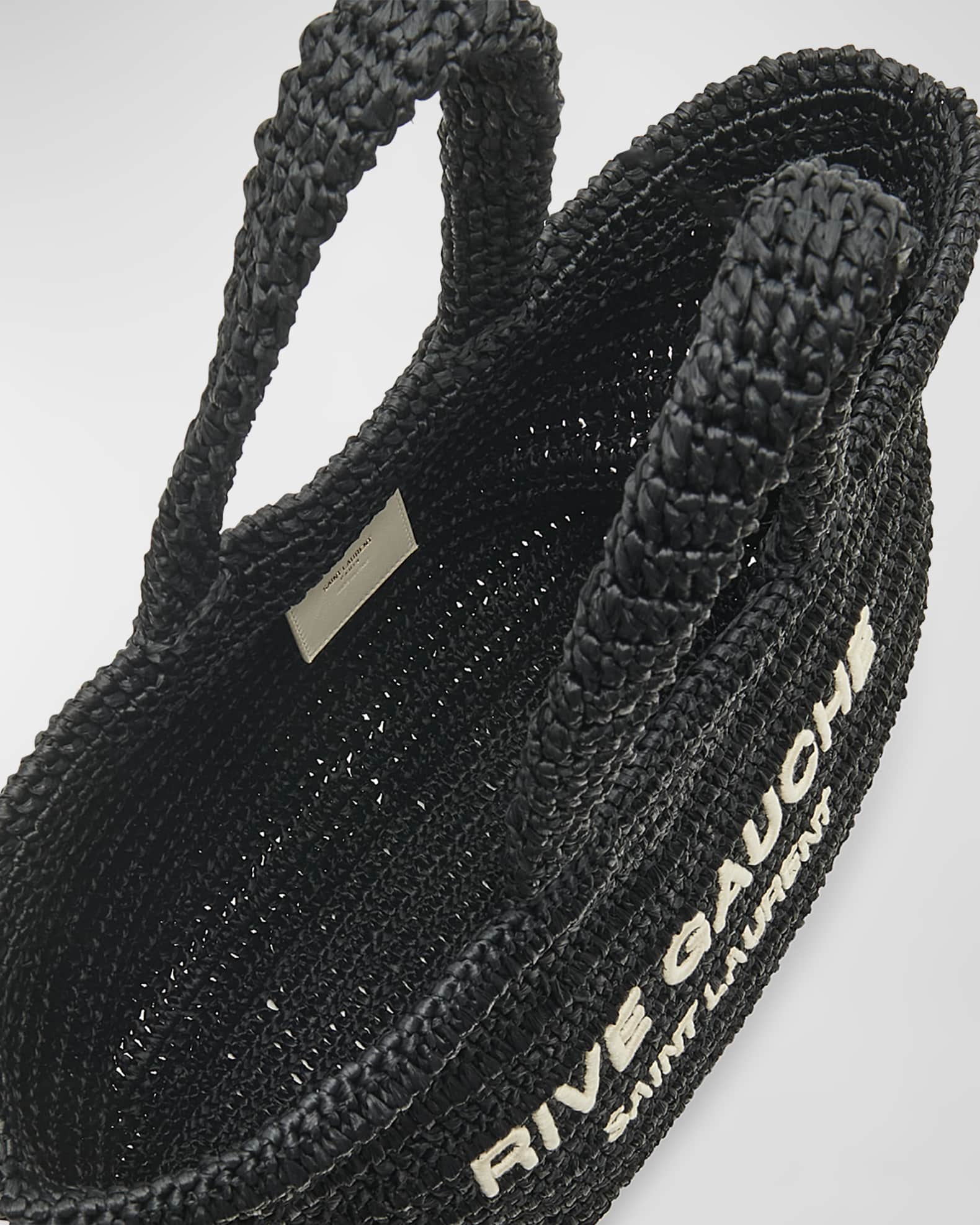 rive gauche supple tote bag in raffia crochet