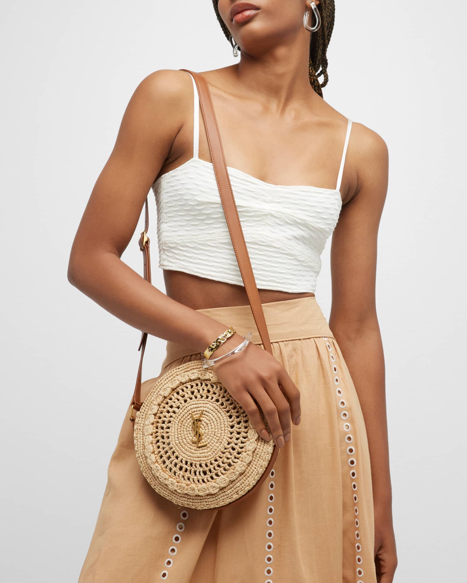 ysl round raffia crossbody bag