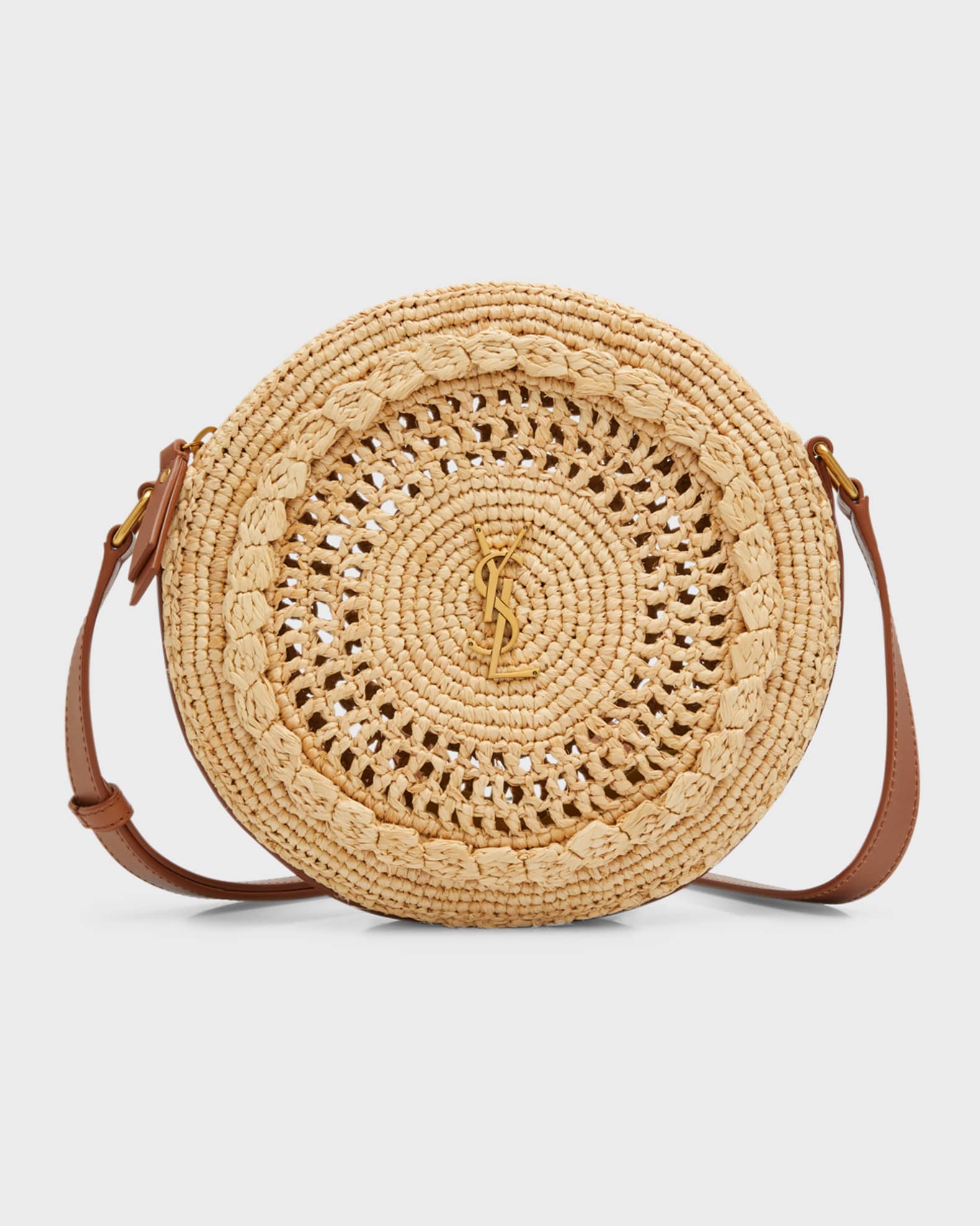 ysl round raffia crossbody bag