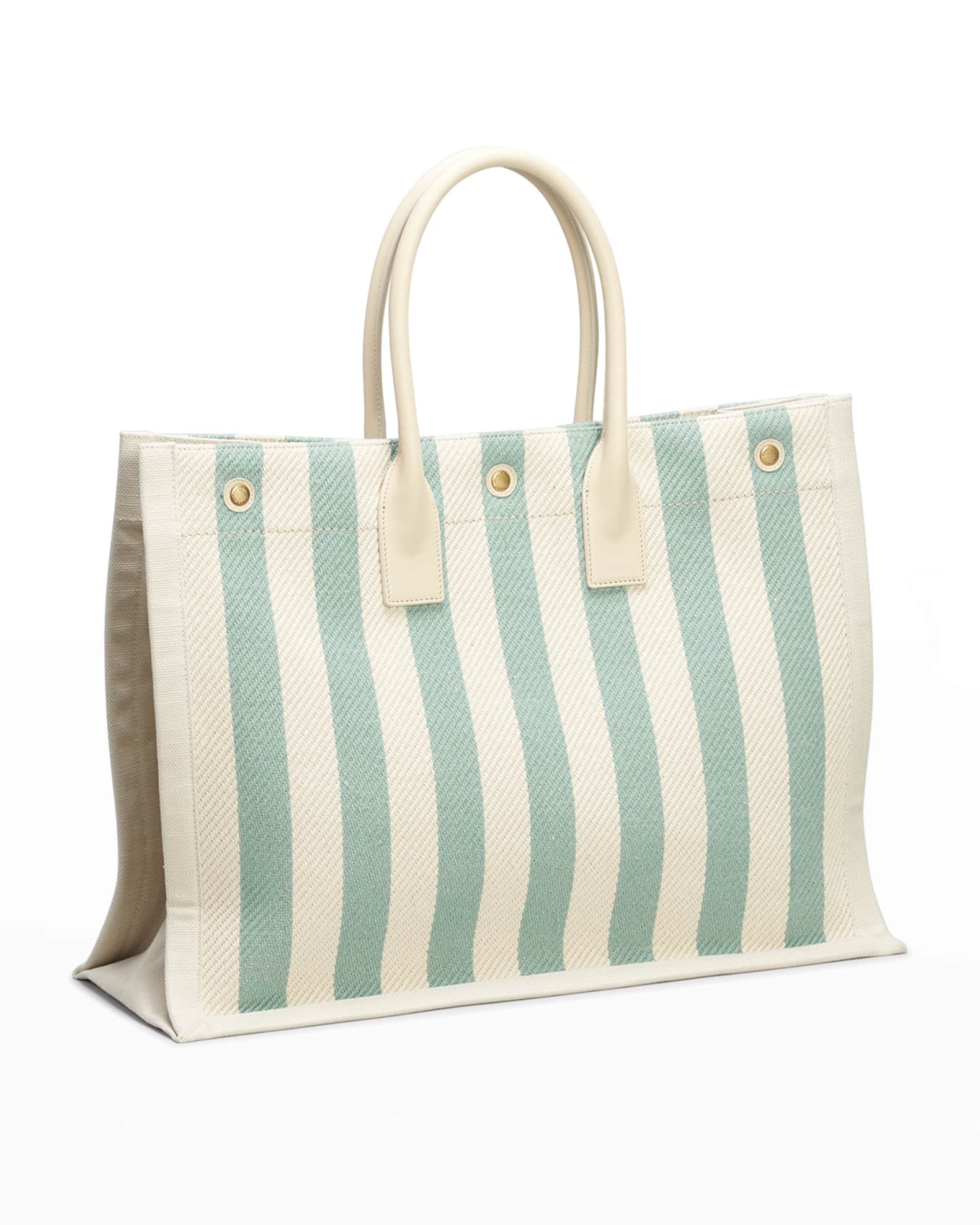 Saint Laurent Rive Gauche Striped Canvas Tote Bag Neiman Marcus