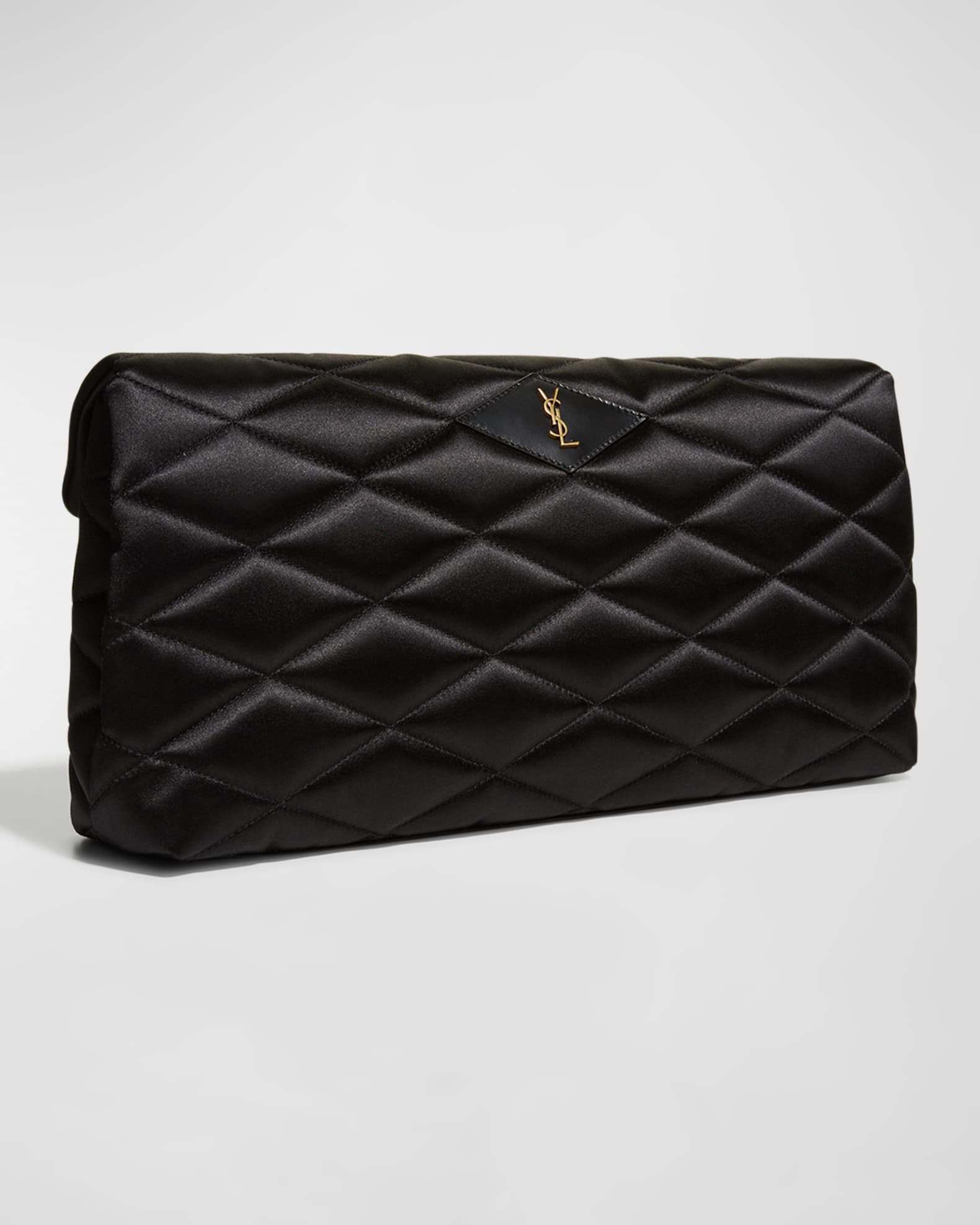 CHRISTIAN DIOR Quilted Satin Tote Bag Black