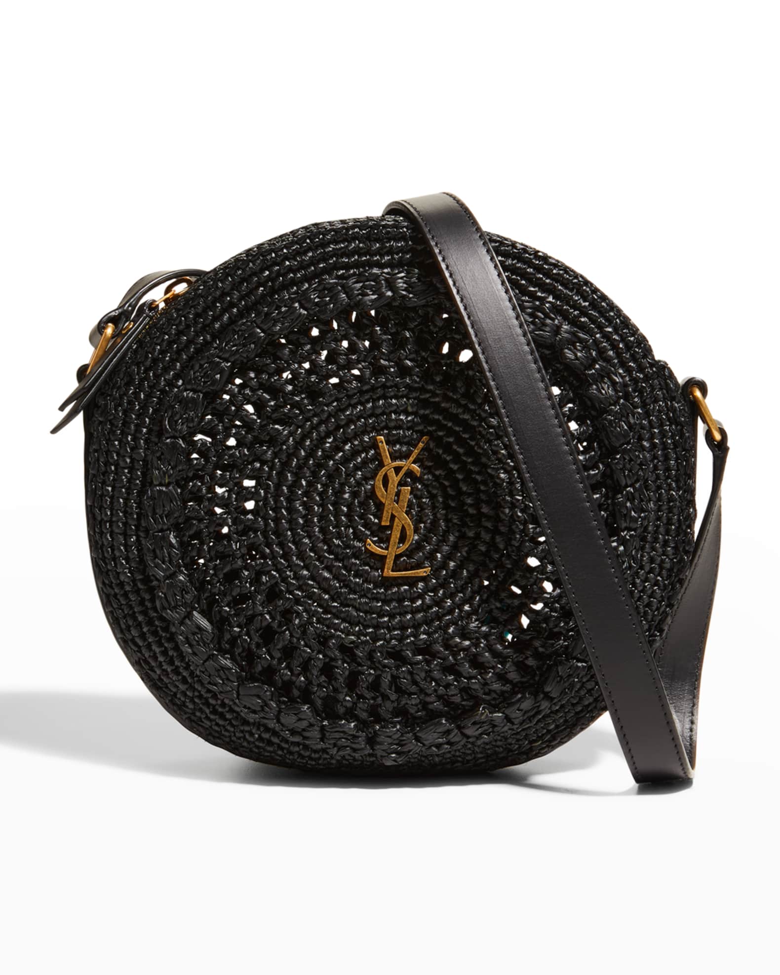 ysl round raffia crossbody bag