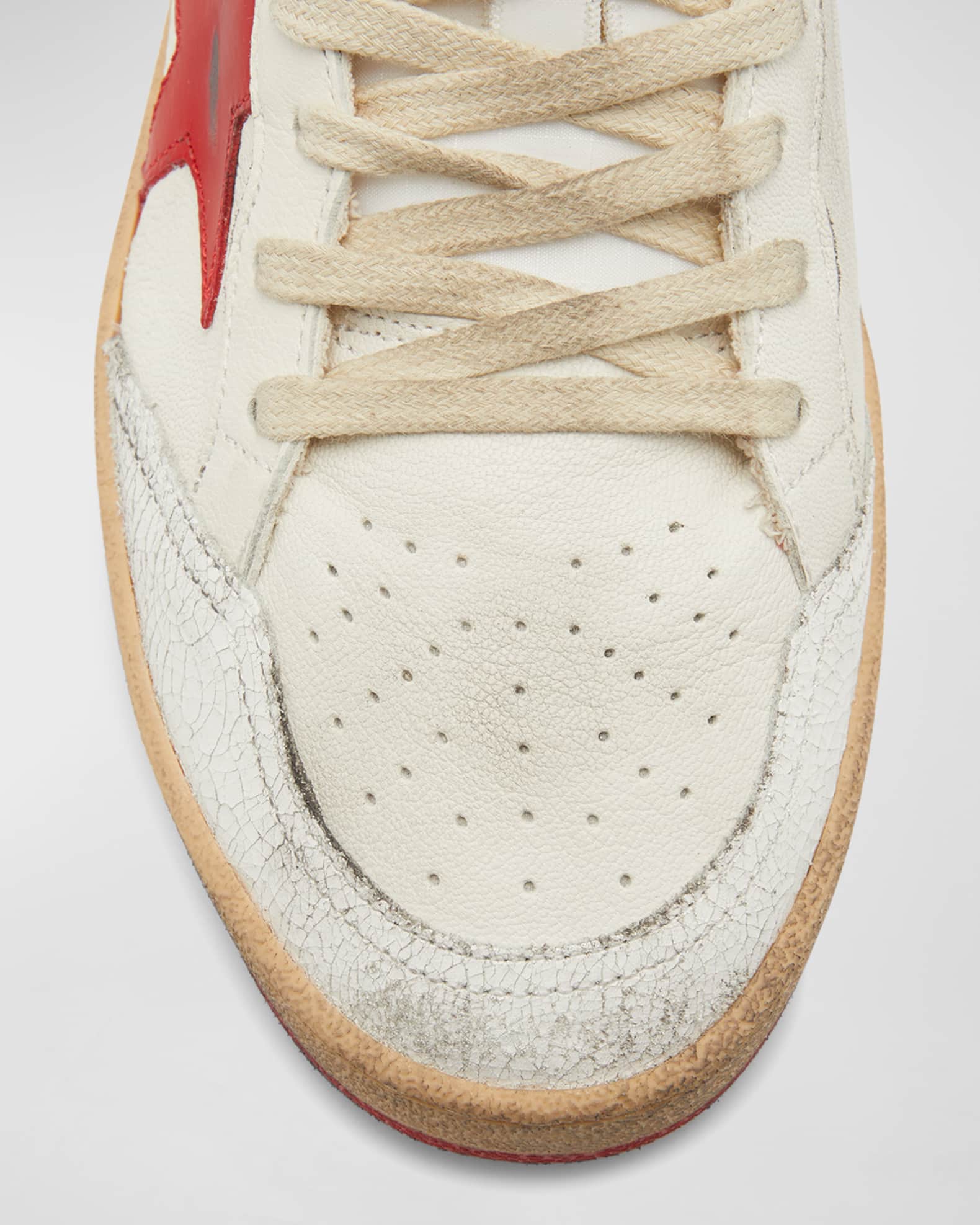 スニーカー Ball Star low-top leather sneakers with used effect Golden Goose Ball Star Low-Top Leather Sneakers With Used