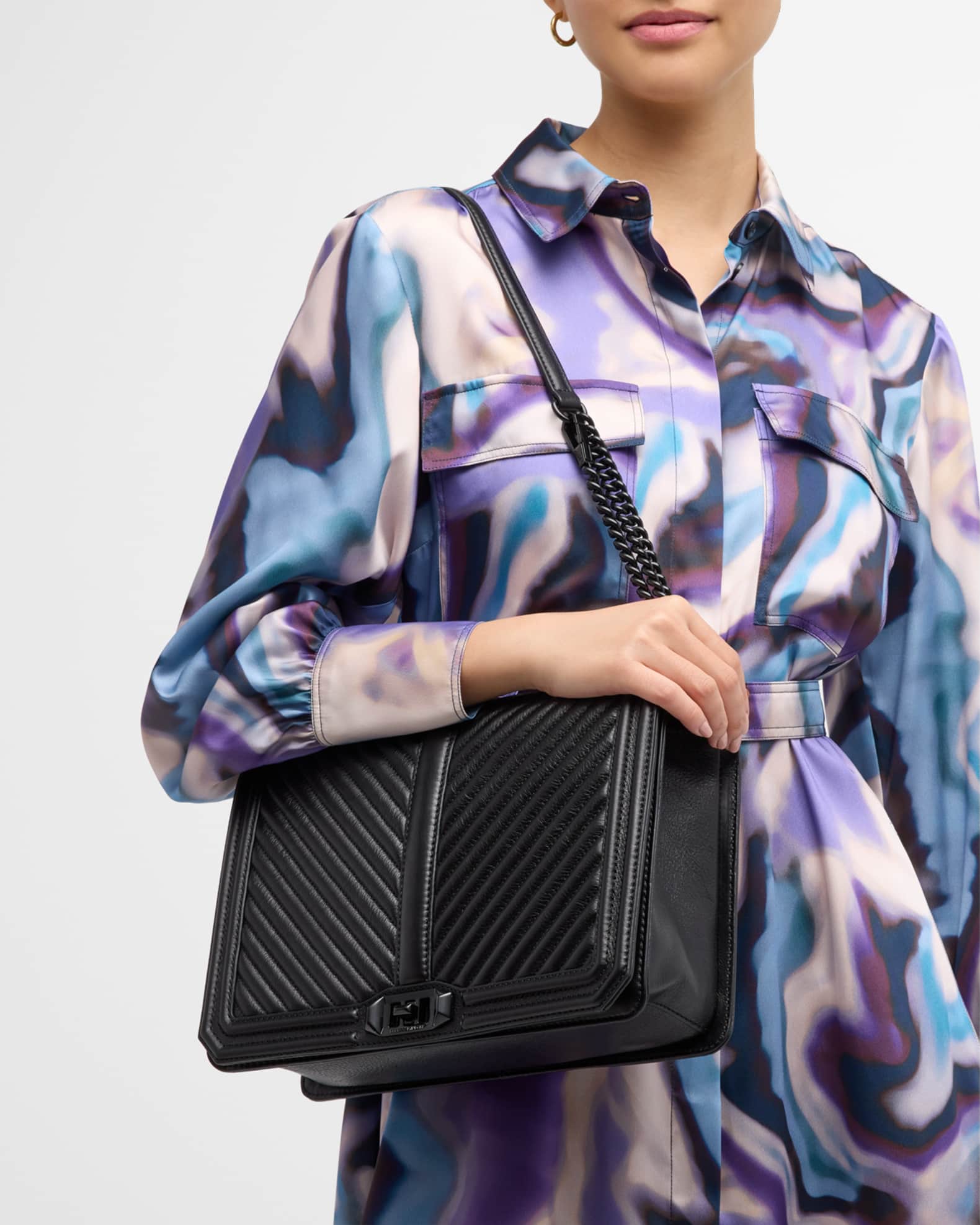 Rebecca minkoff chevron quilted love crossbody black on sale