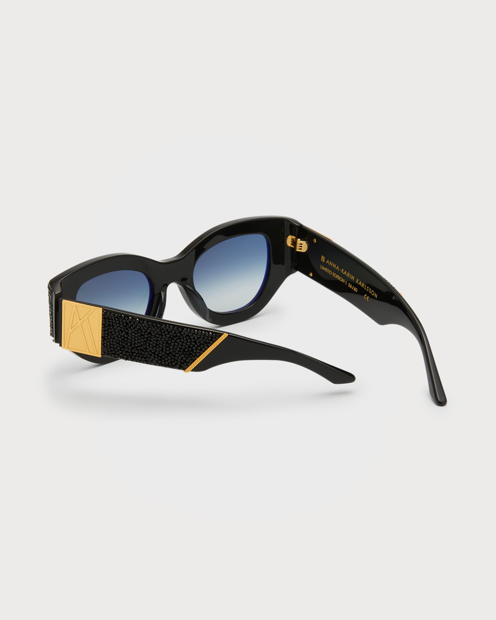New ANNA KARIN KARLSSON Lucky Goes To Vegas Black Crystal Cat-Eye Sunglasses Anna-Karin Karlsson Lucky Goes to Vegas Crystals & Acetate  main image 3