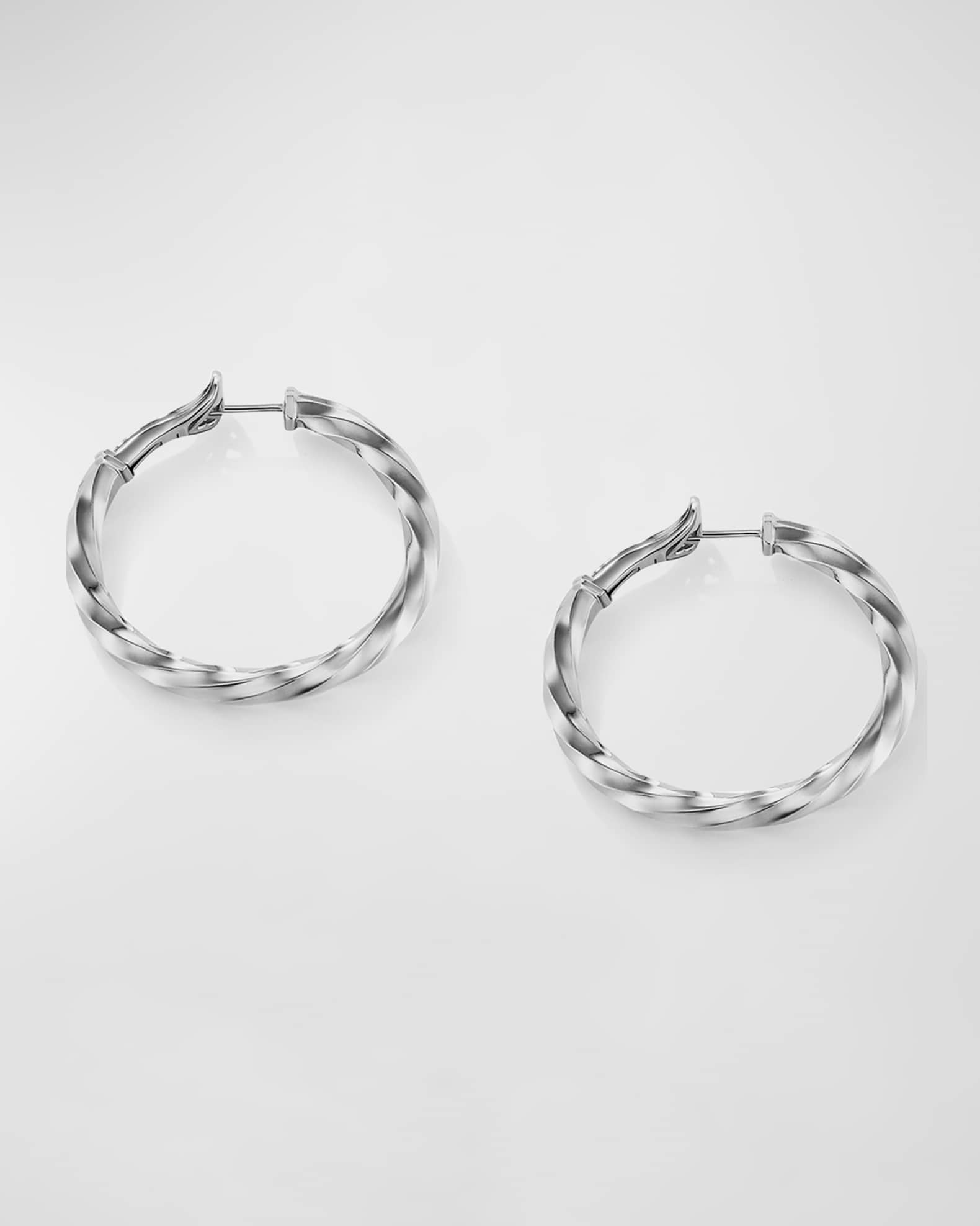 David Yurman Cable Edge Hoop Earrings in Silver, 4mm, 1.5