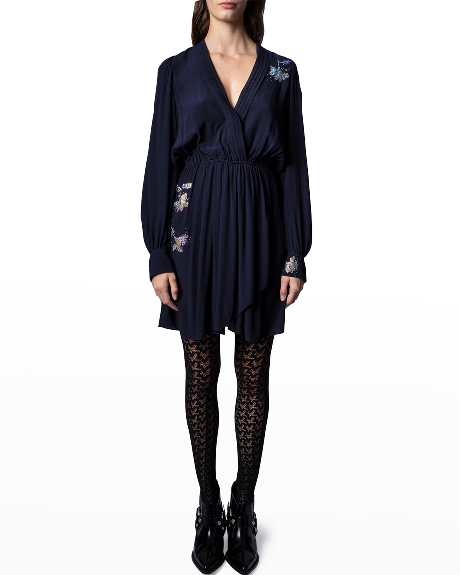 Zadig & Voltaire Remember Strass Gathered Mini Dress | Neiman Marcus