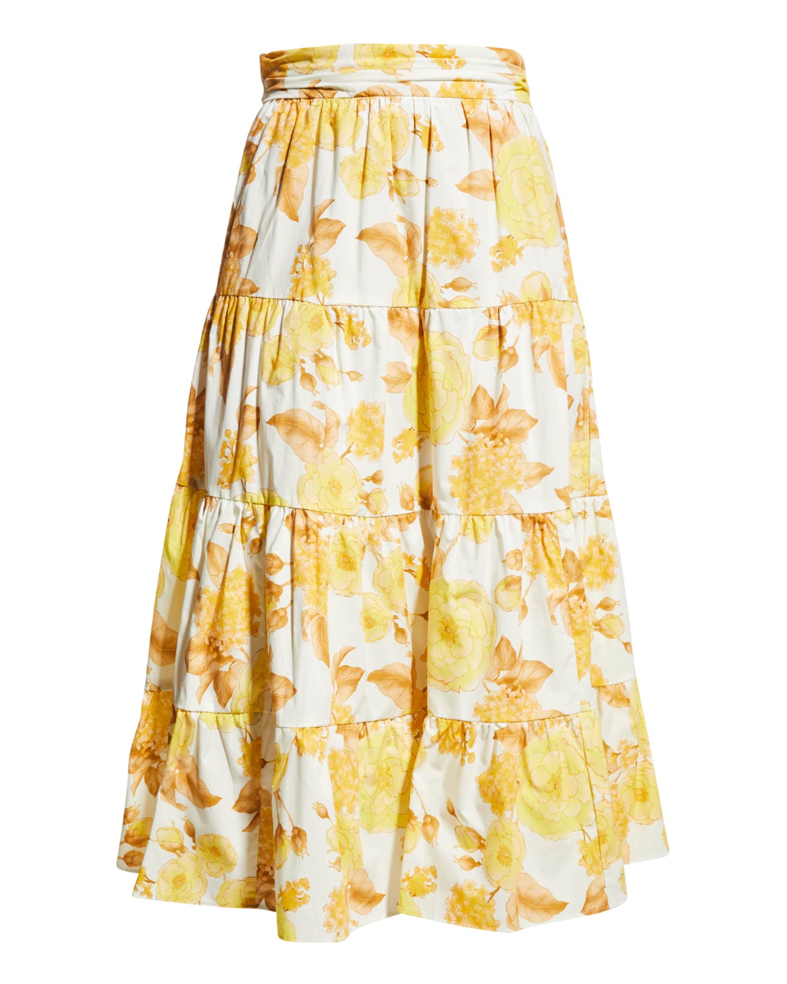 ba&sh Nonder Tiered Cotton Midi Skirt | Neiman Marcus