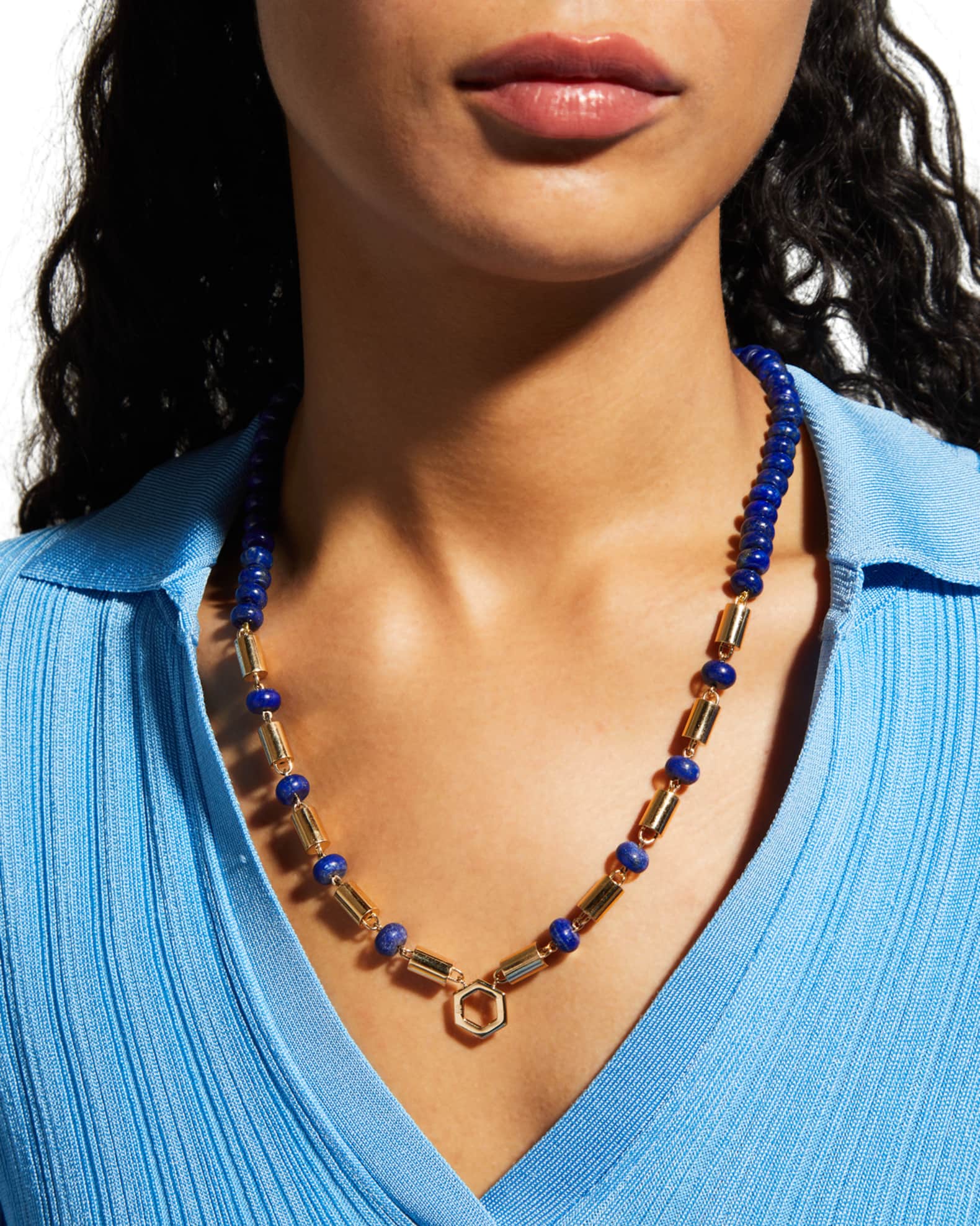 Yellow Gold Baht Chain with Lapis 1