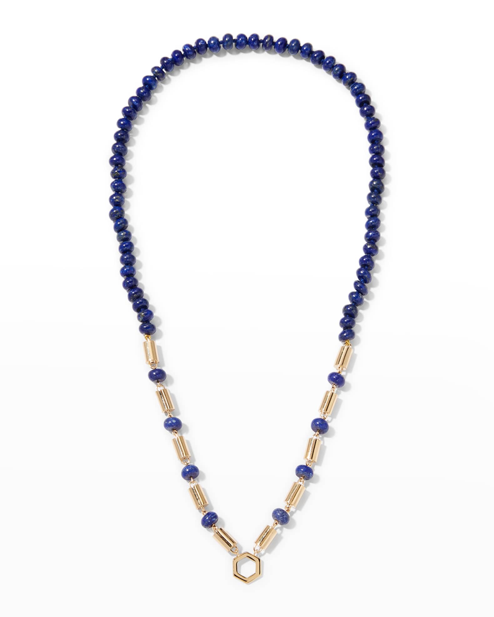 Yellow Gold Baht Chain with Lapis 0
