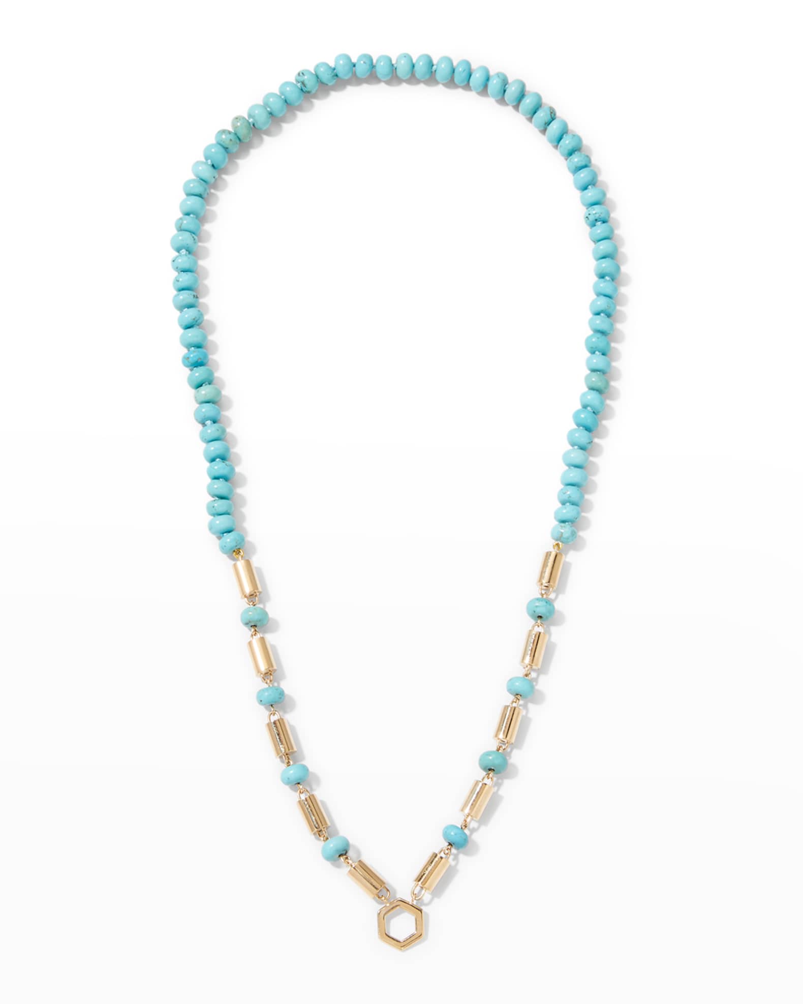 Yellow Gold Baht Chain with Turquoise 0
