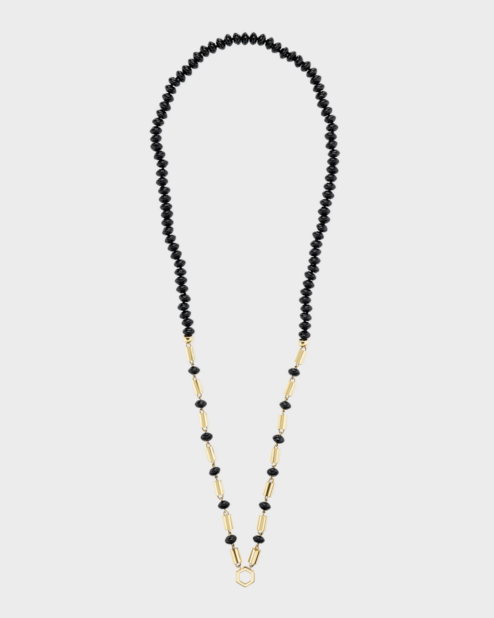 Yellow Gold Black Onyx Necklace 0
