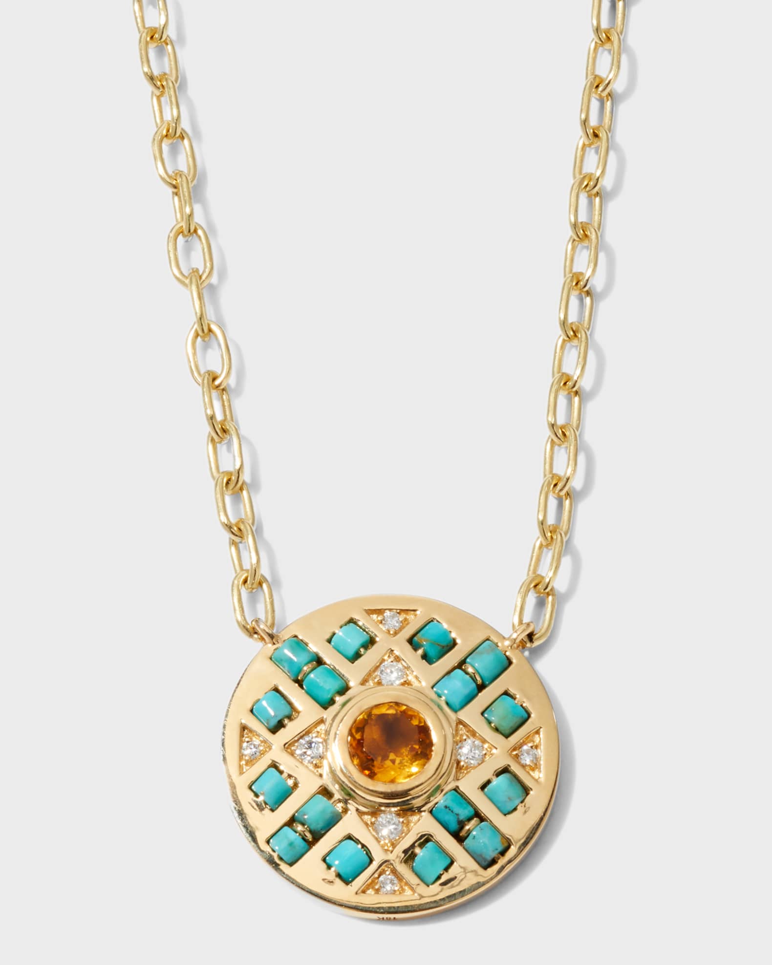 18K Yellow Gold Small Bead Pendant Necklace with Citrine 0