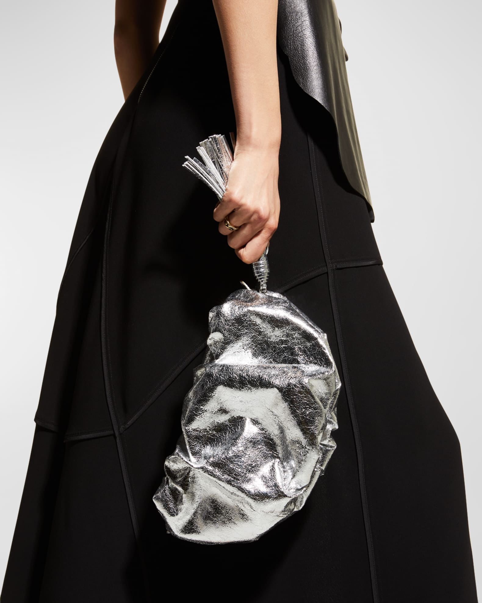 Rebecca Minkoff Ruched Zip Faux-Leather Clutch Bag | Neiman Marcus