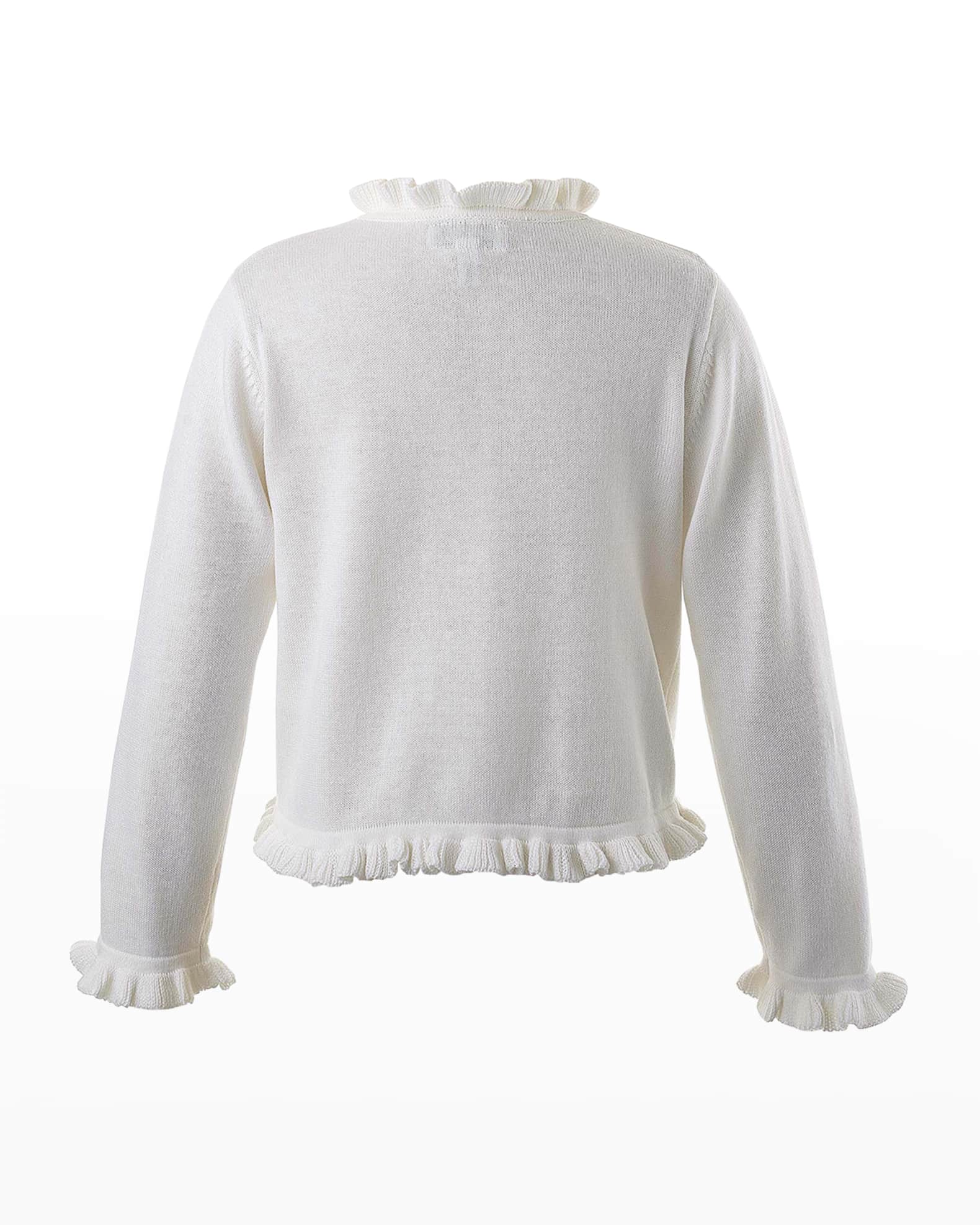 Girl's Ruffle Iridescent Knit Cardigan, Size 3T-10 1