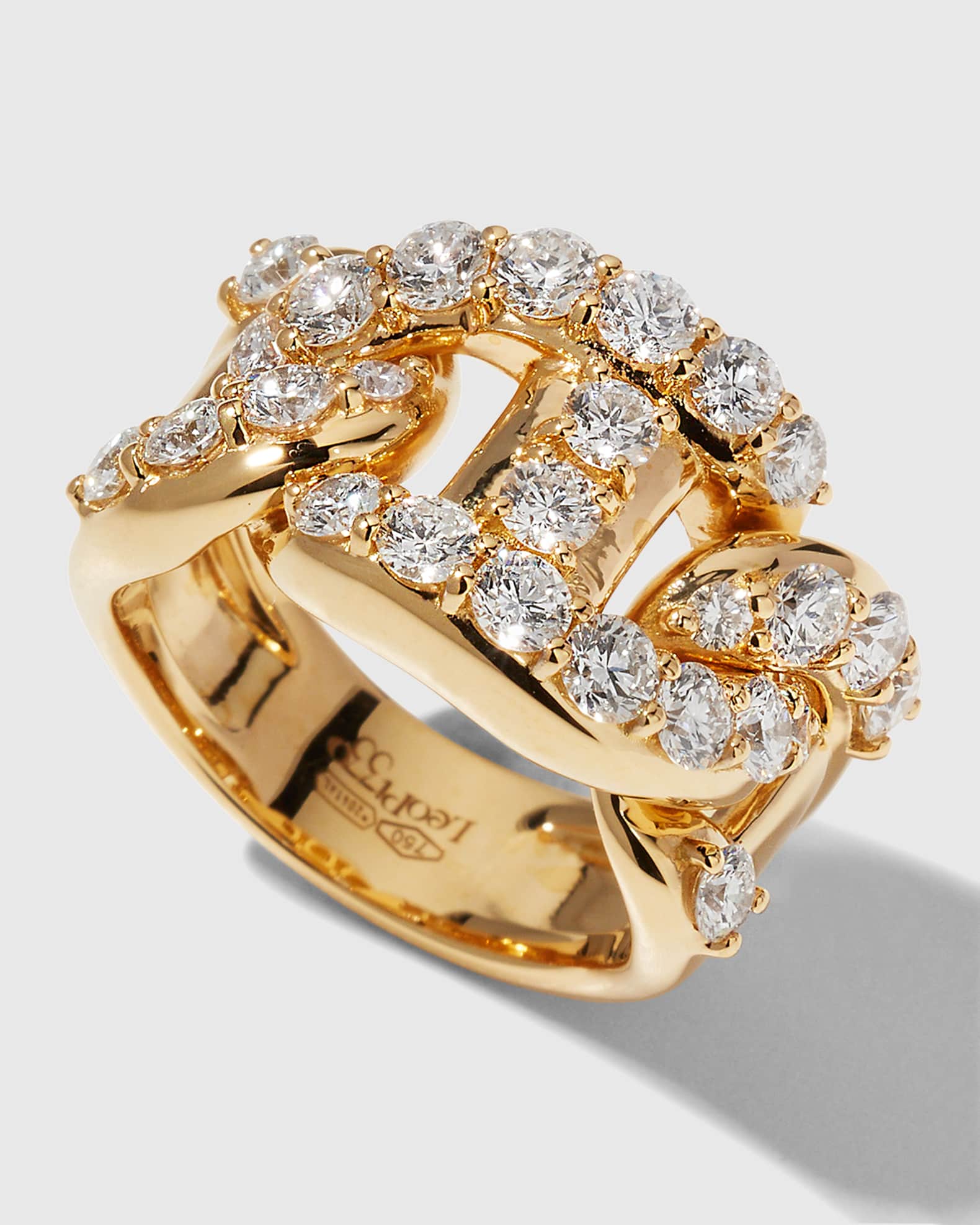 18kt yellow gold diamond chain-link ring