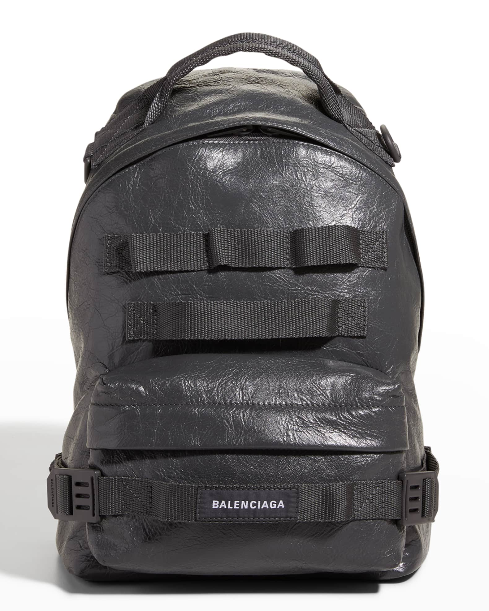 Men's Army Webbed Multi-Strap Leather Backpack | Marcus