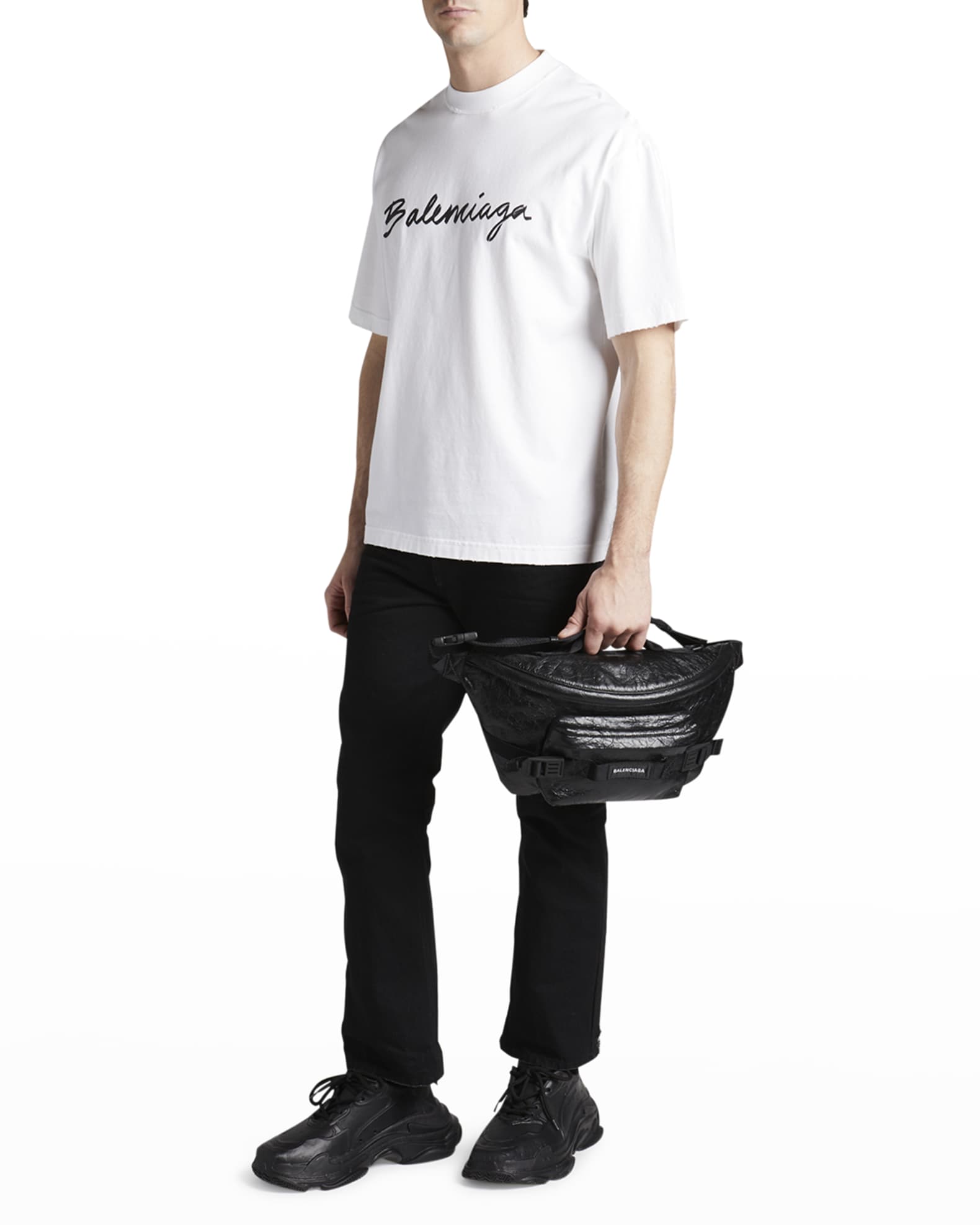 Balenciaga Men's Army Leather Belt Bag | Neiman Marcus