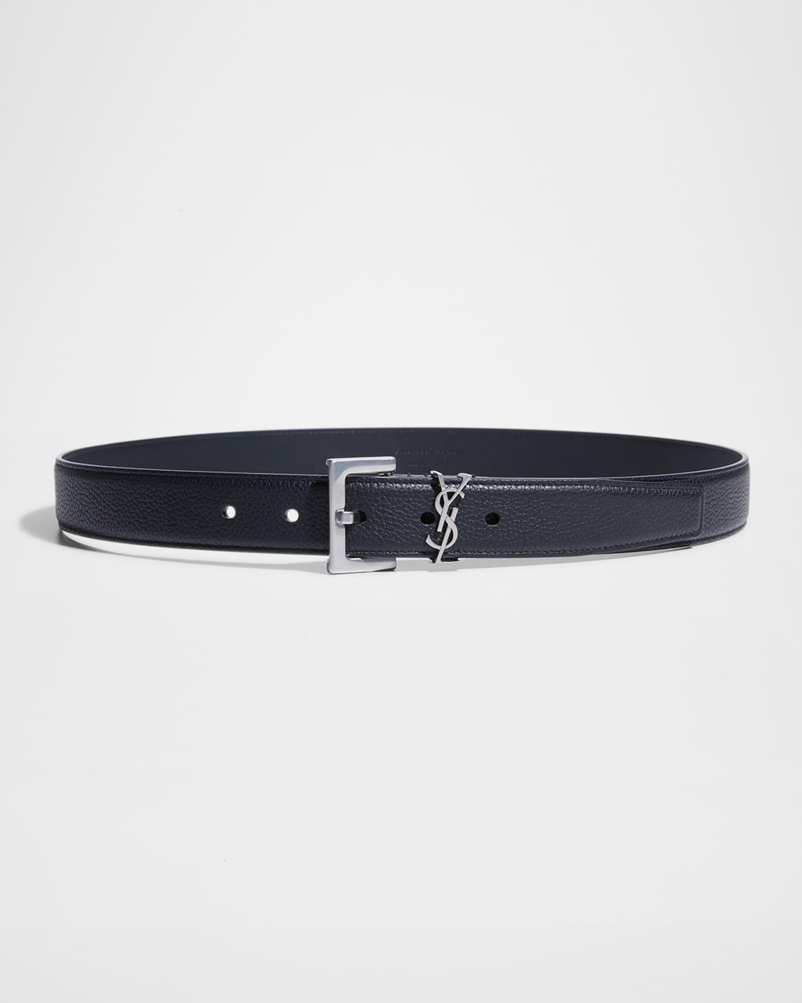 Saint Laurent YSL Grained Leather Belt | Neiman Marcus