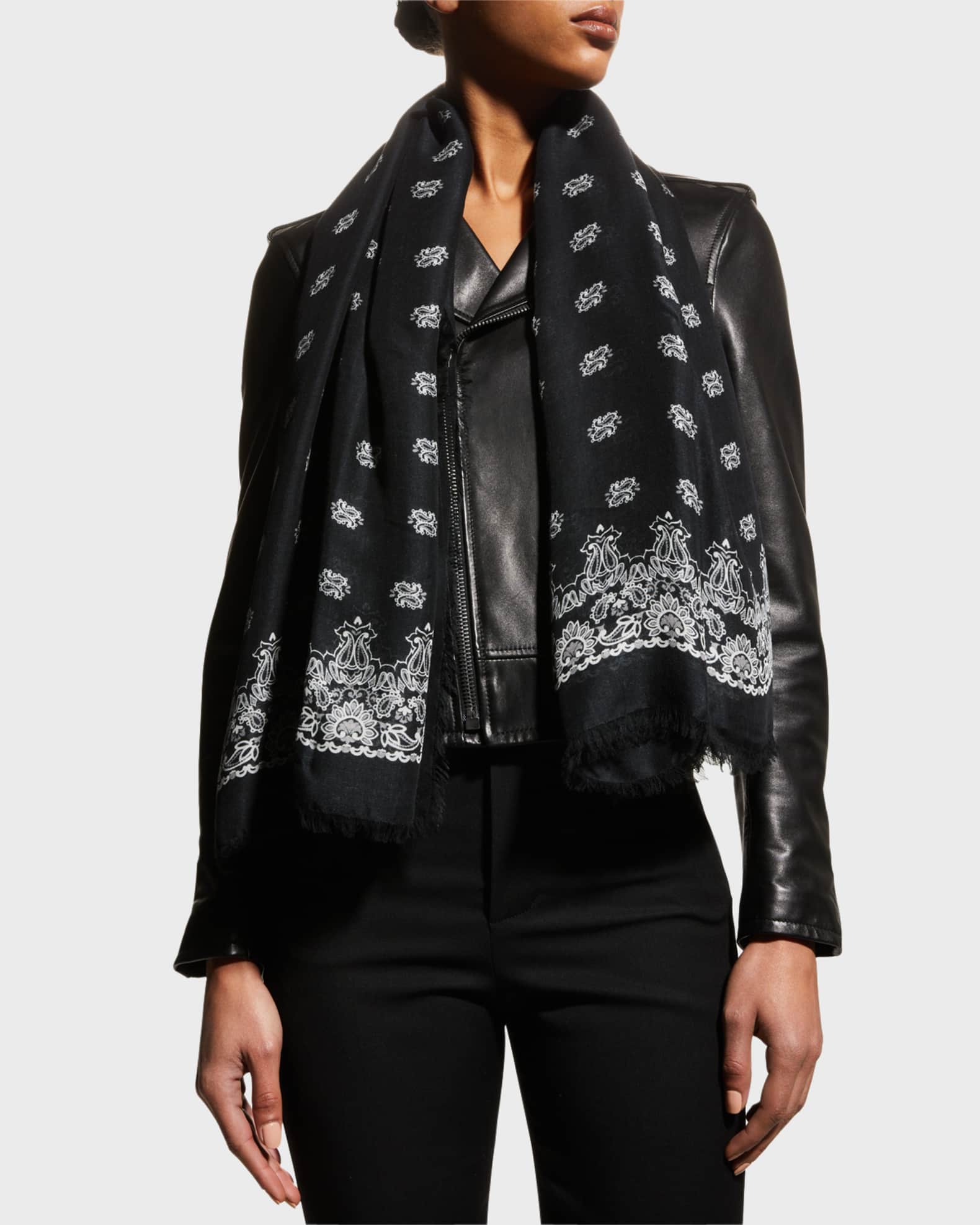 Saint Laurent Paisley Cashmere-Blend Bandana Scarf | Neiman Marcus
