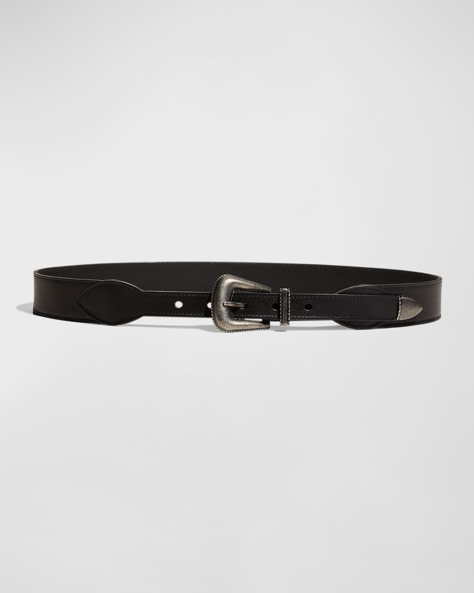 SAINT LAURENT Embellished textured-leather belt