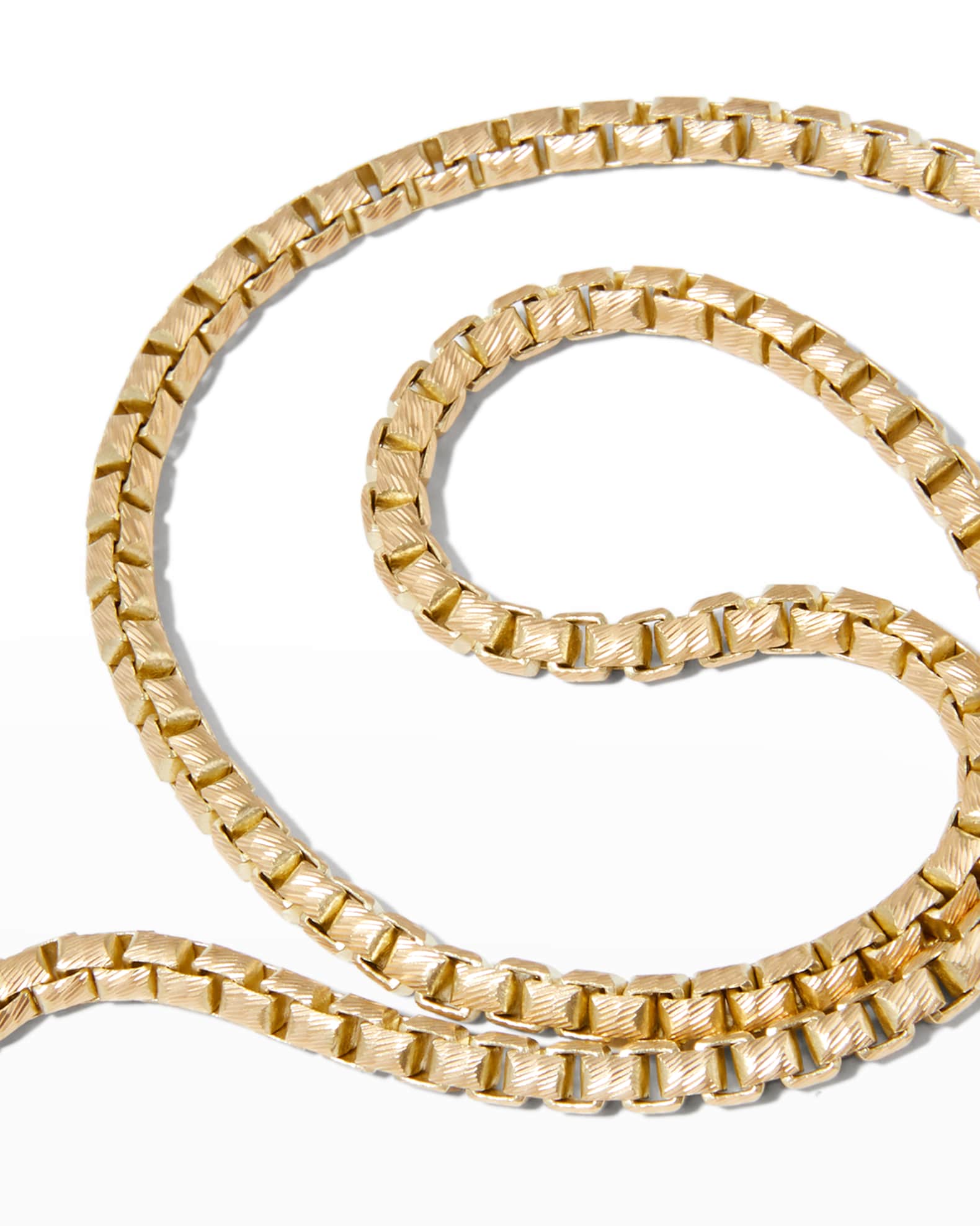 Men's Yellow Gold Carved Tubular Necklace with Matte Chain, 52cm 1