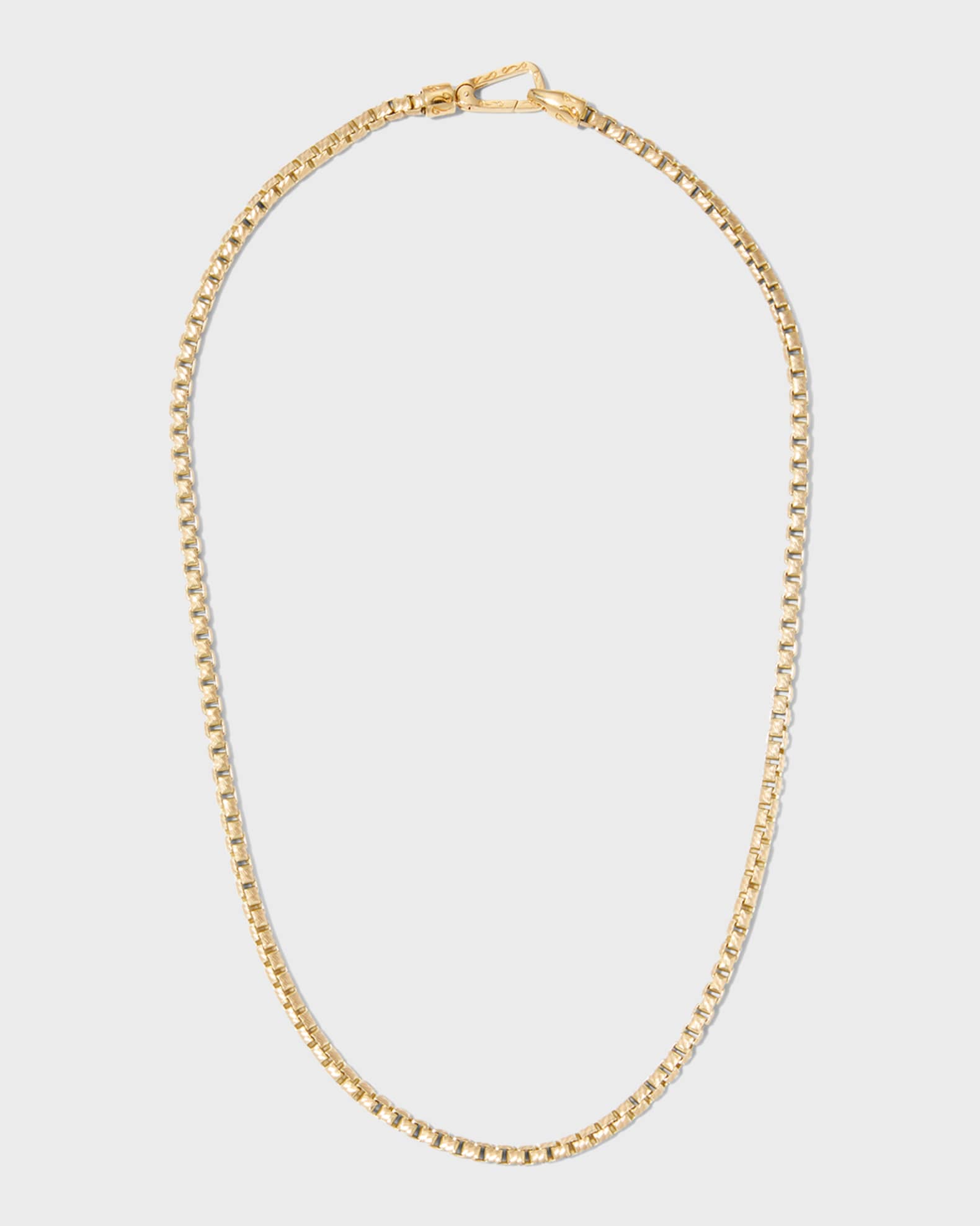 Men's Yellow Gold Carved Tubular Necklace with Matte Chain, 52cm 0