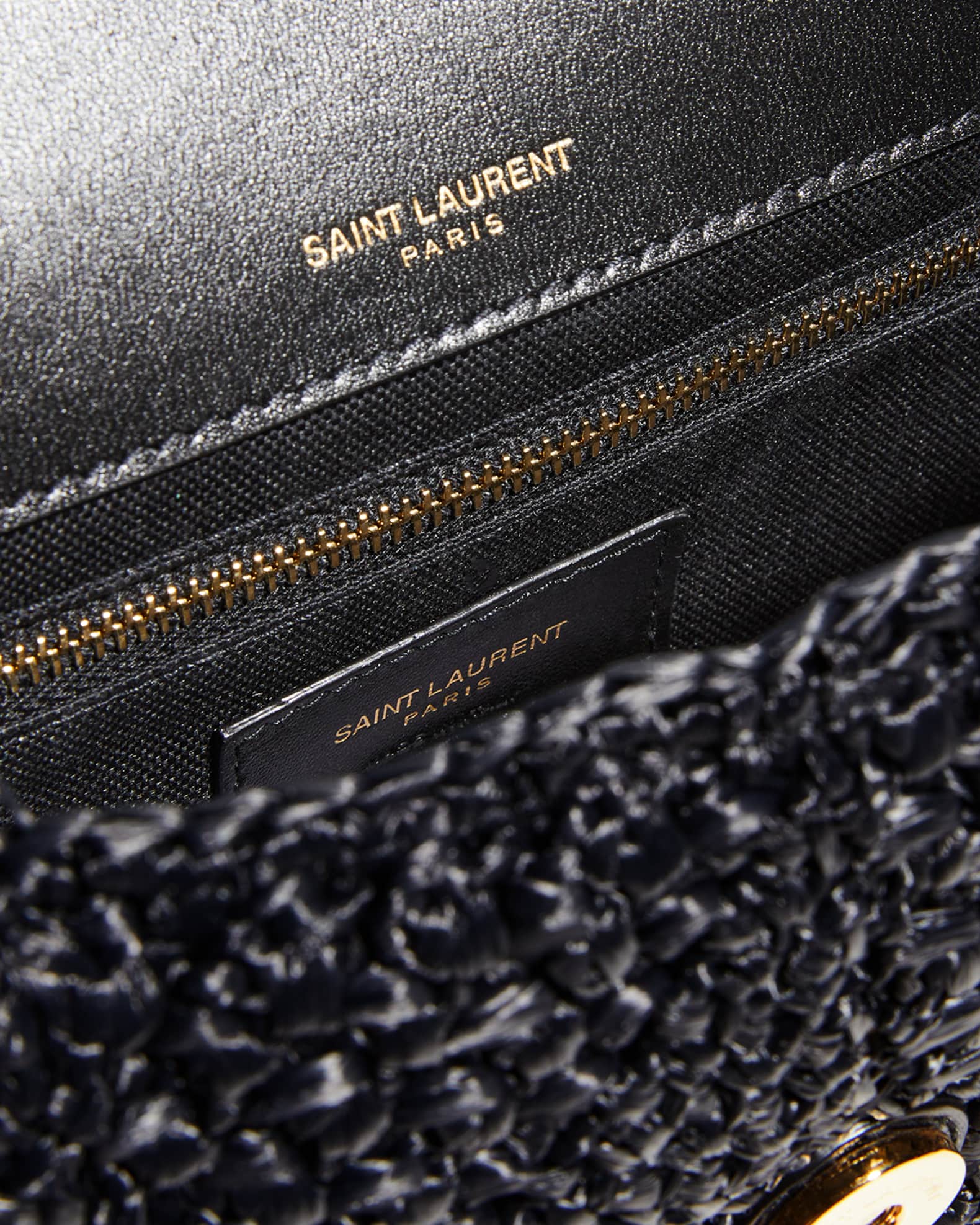 Saint Laurent Medium YSL Flap Raffia Shoulder Bag