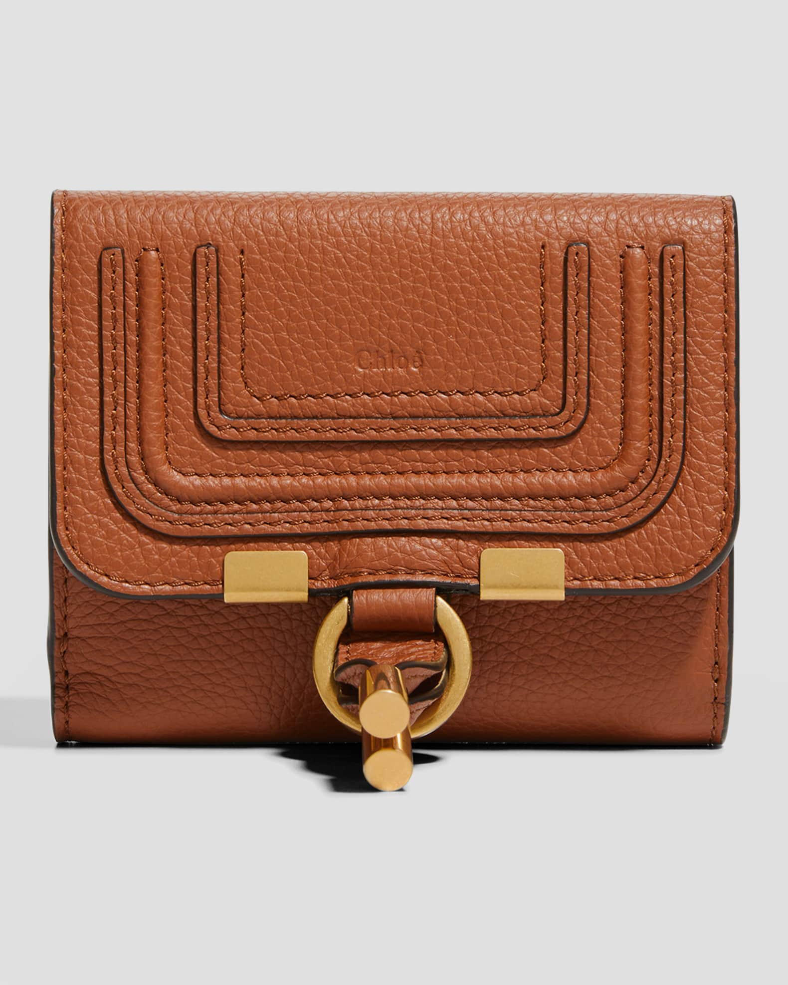 Chloé Marcie Square Leather Wallet Tan