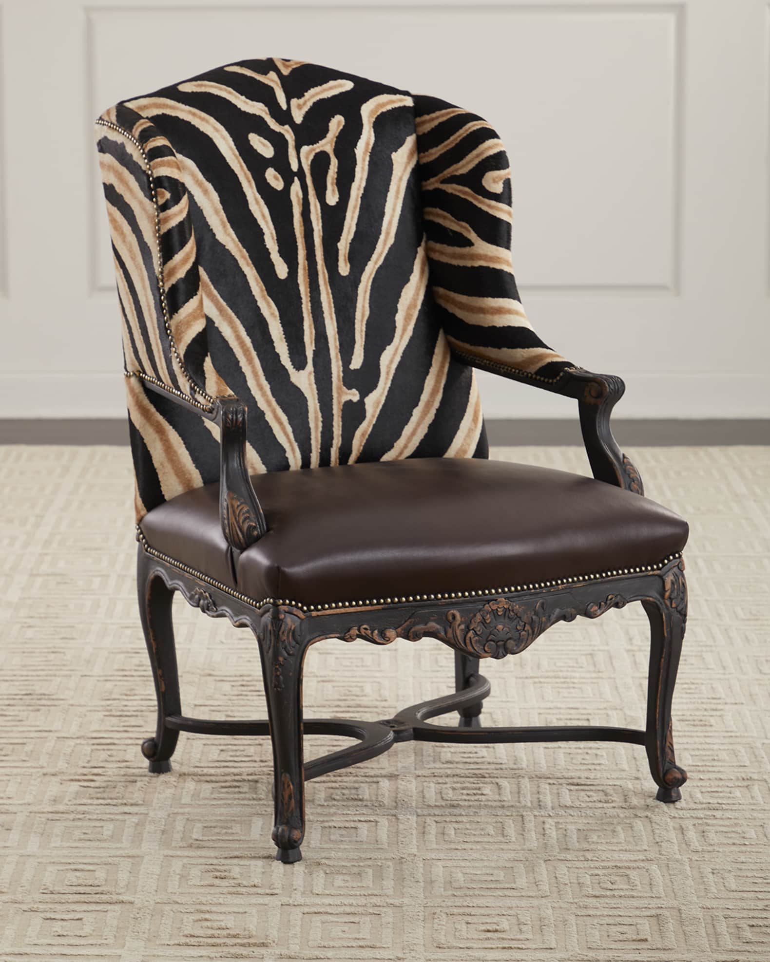 Zebra wingback chair store