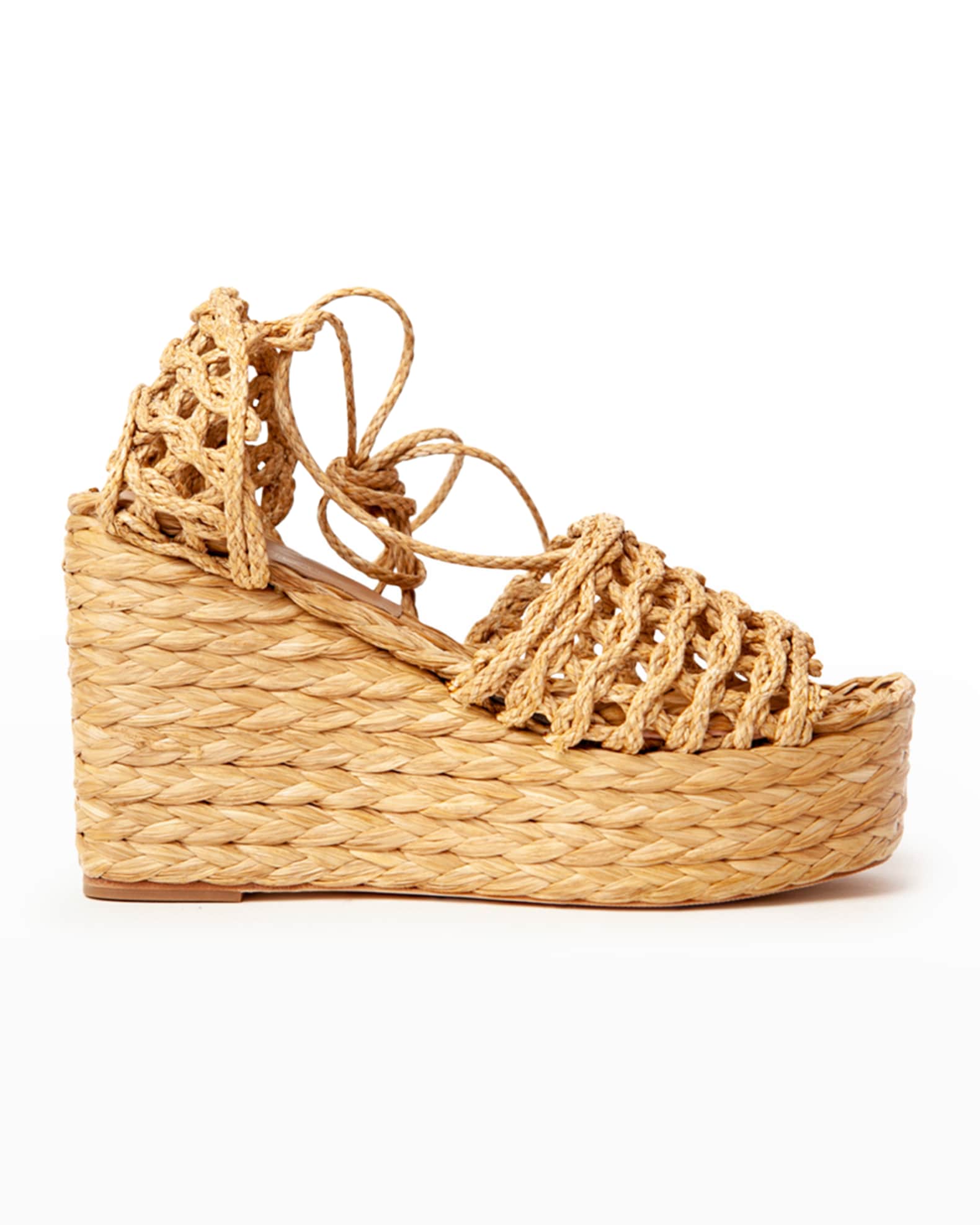 Paloma Barcelo Brais Platform Raffia Wedge Sandals Neiman Marcus