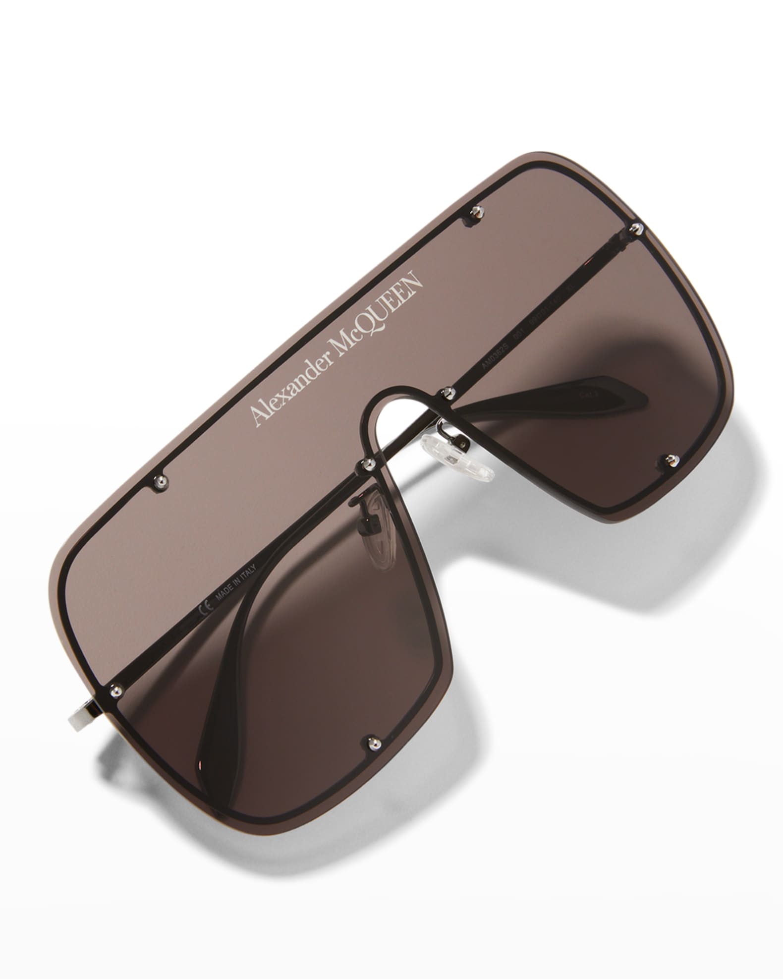 McQueen Studded Logo Metal Shield Sunglasses | Neiman Marcus