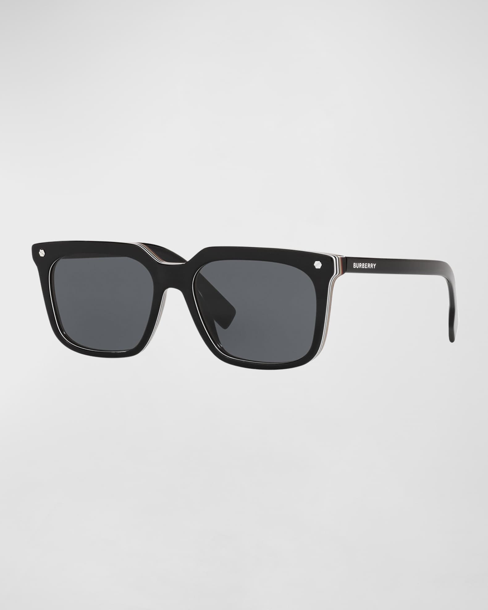 Burberry Men's Icon Stripe Square Acetate Sunglasses | Neiman Marcus
