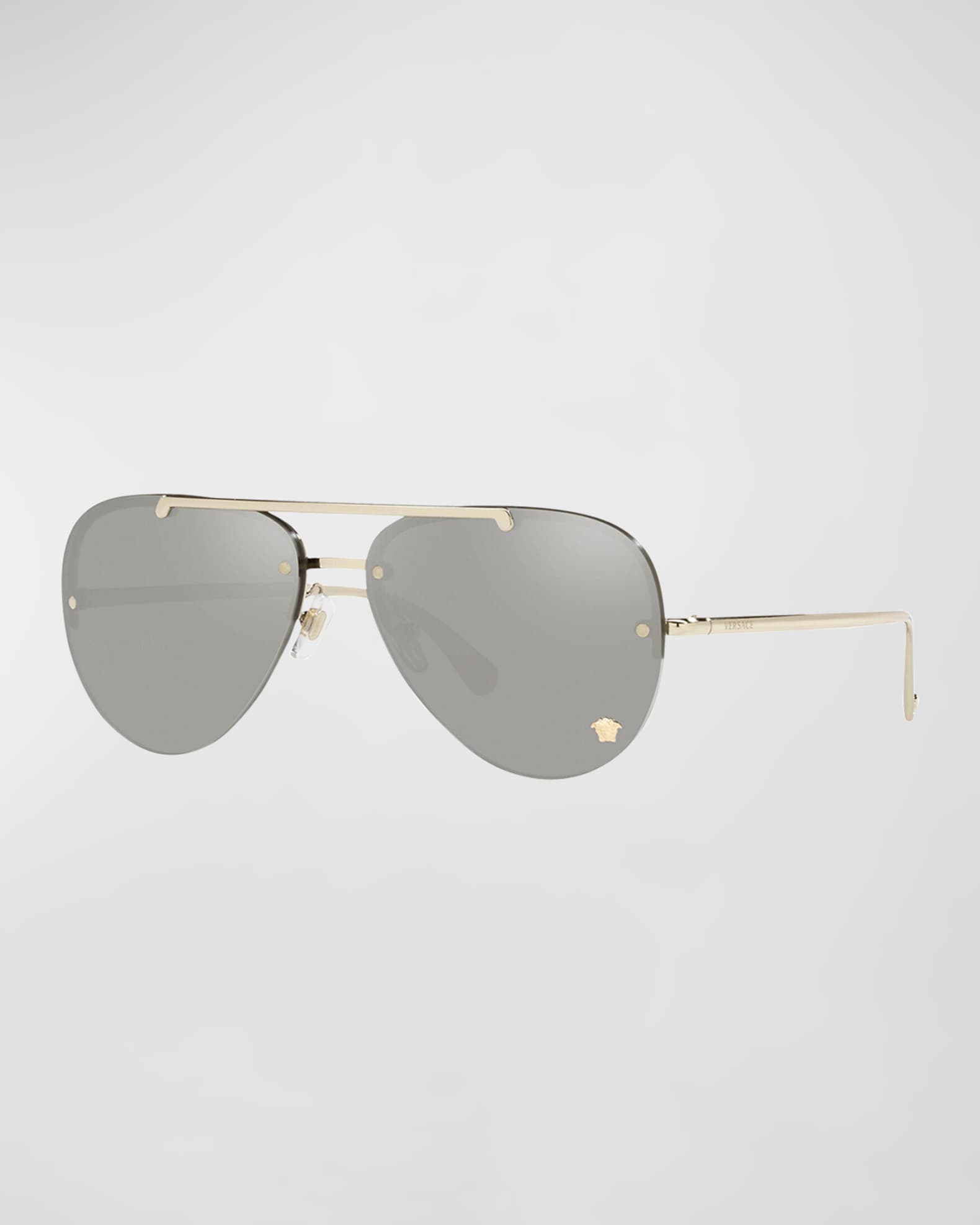 Versace Men's Rimless Metal Aviator Sunglasses