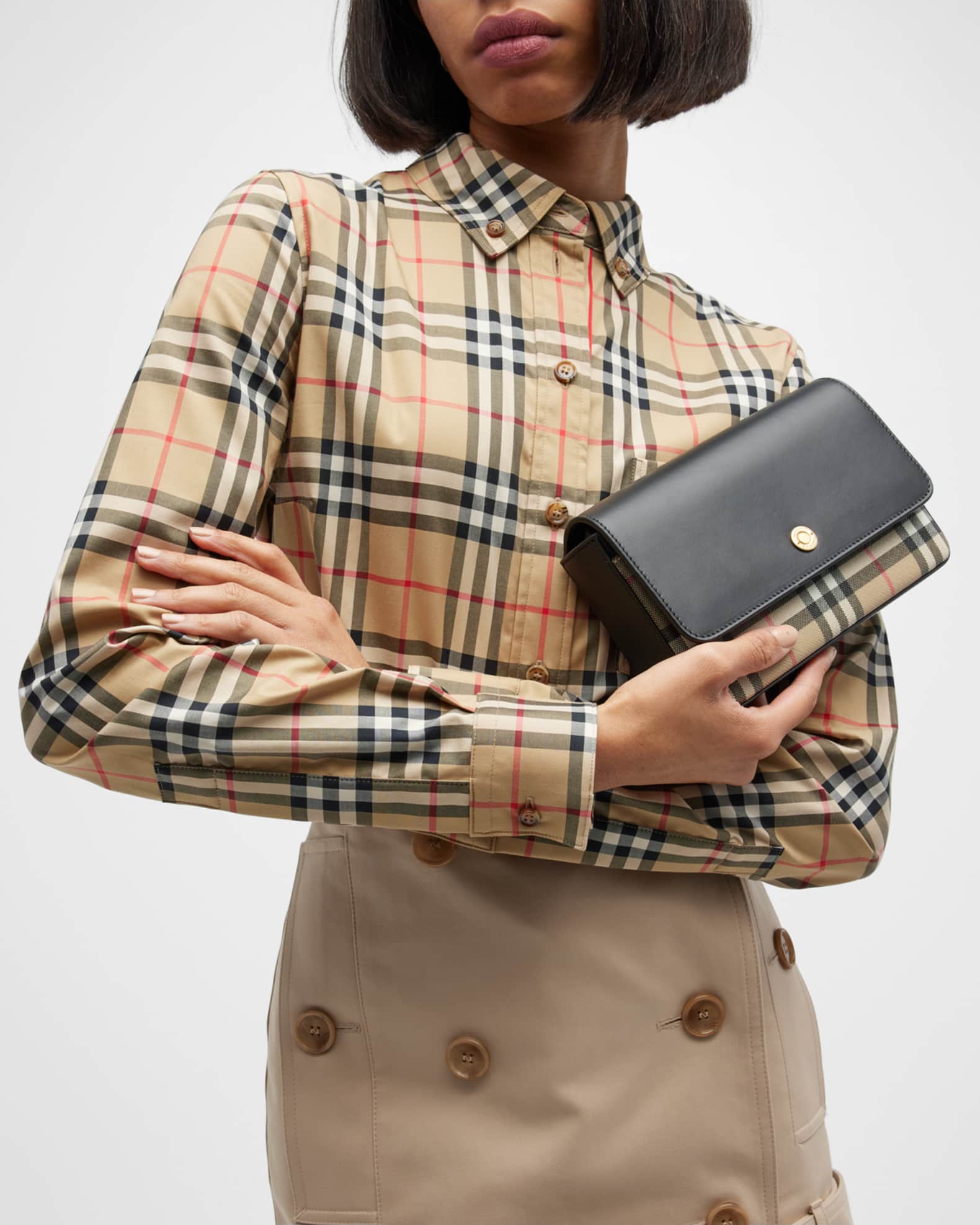 Burberry New Hampshire Vintage Check Canvas & Leather Crossbody Bag Neiman Marcus