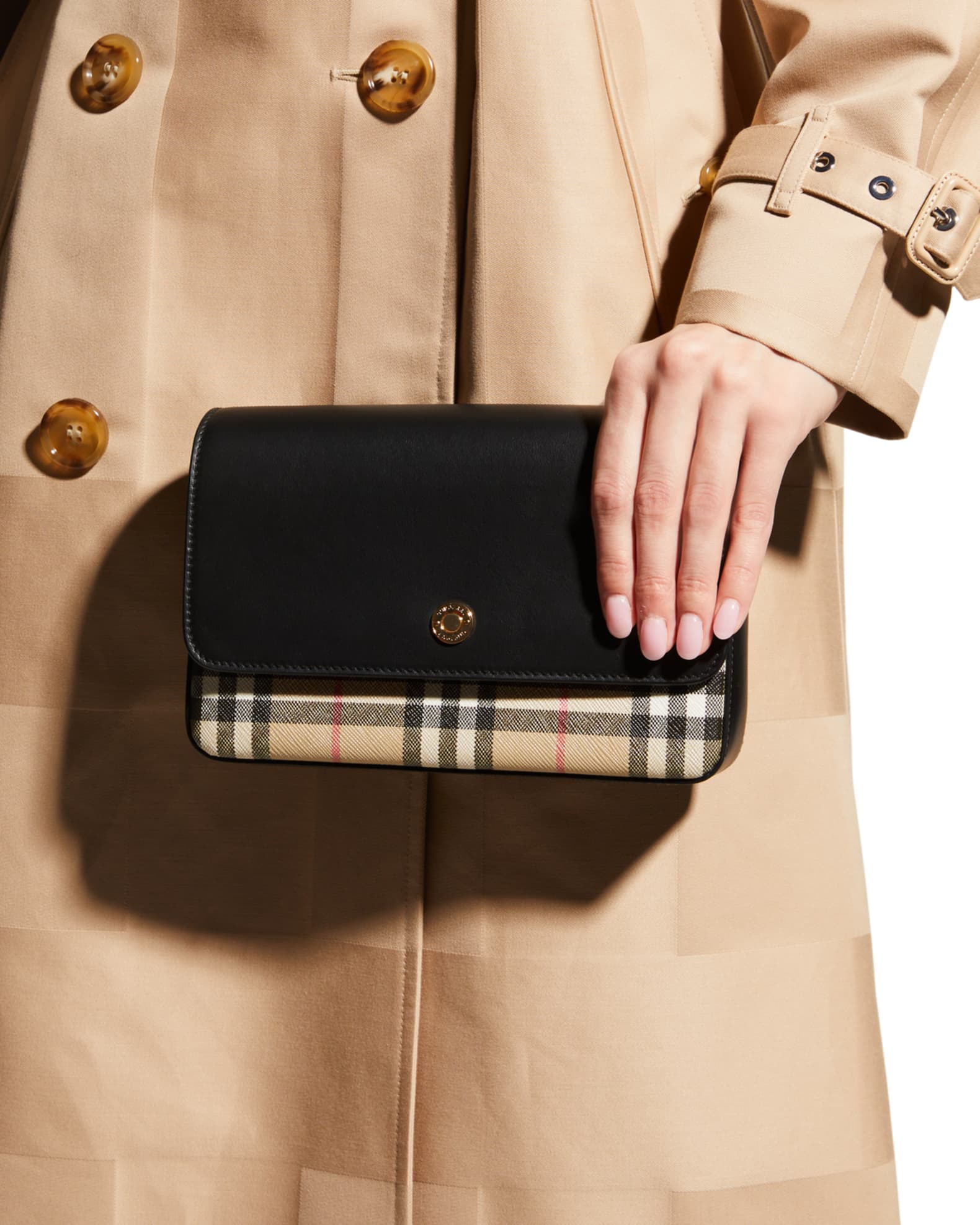 Burberry New Hampshire Vintage Check Canvas & Leather Crossbody Bag