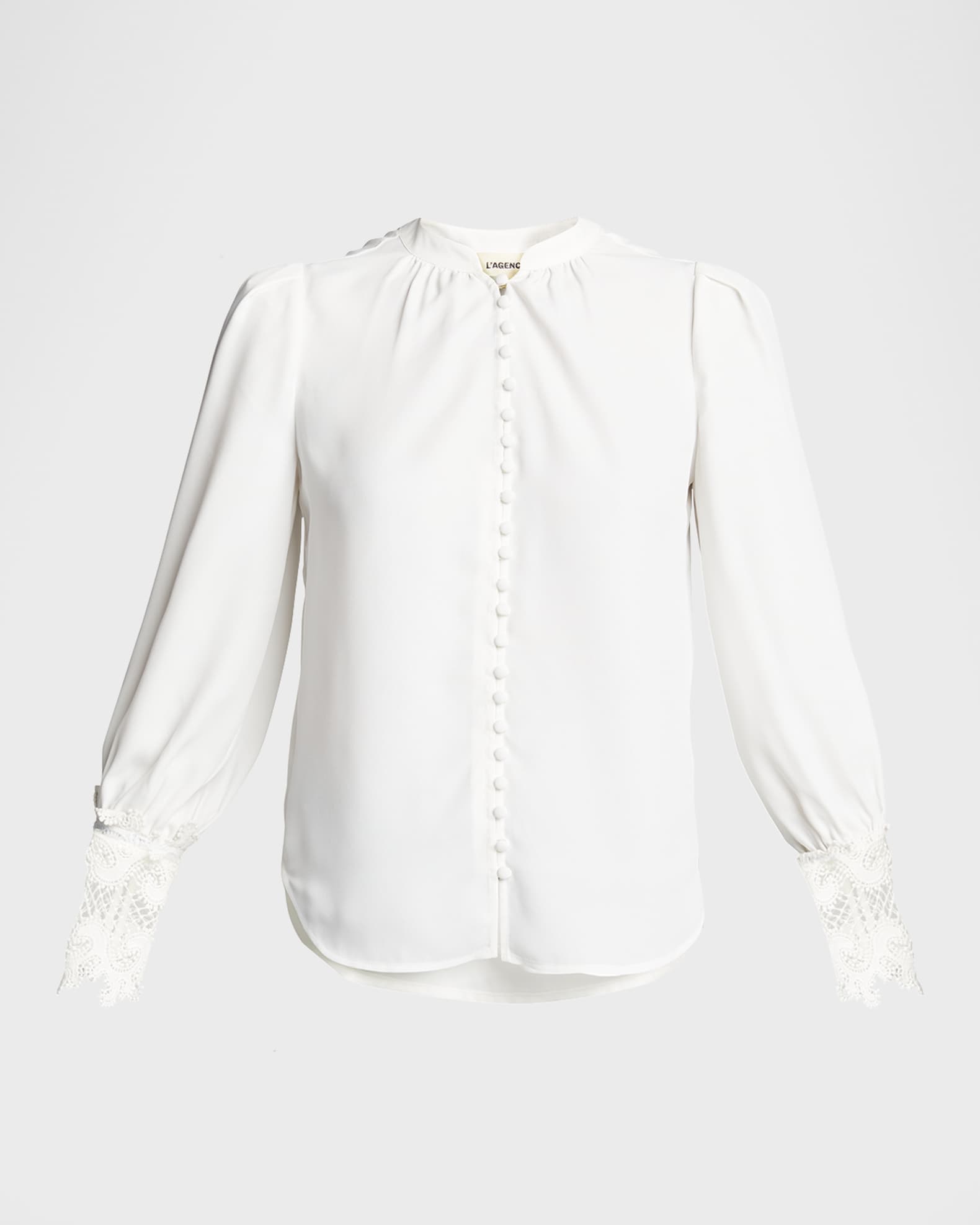 Ava Lace-Cuff Blouse 0