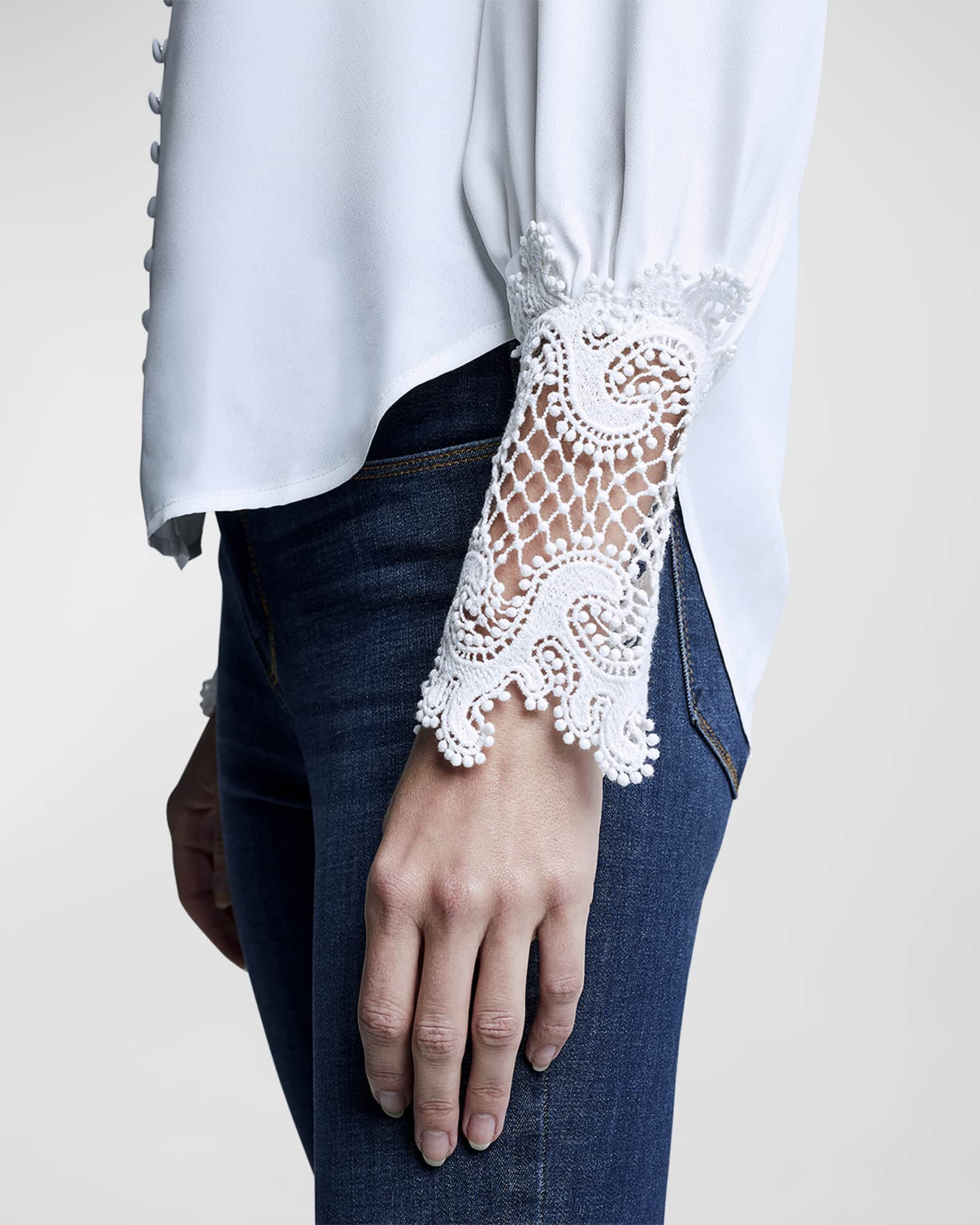 L'Agence Ava Lace-Cuff Blouse | Neiman Marcus