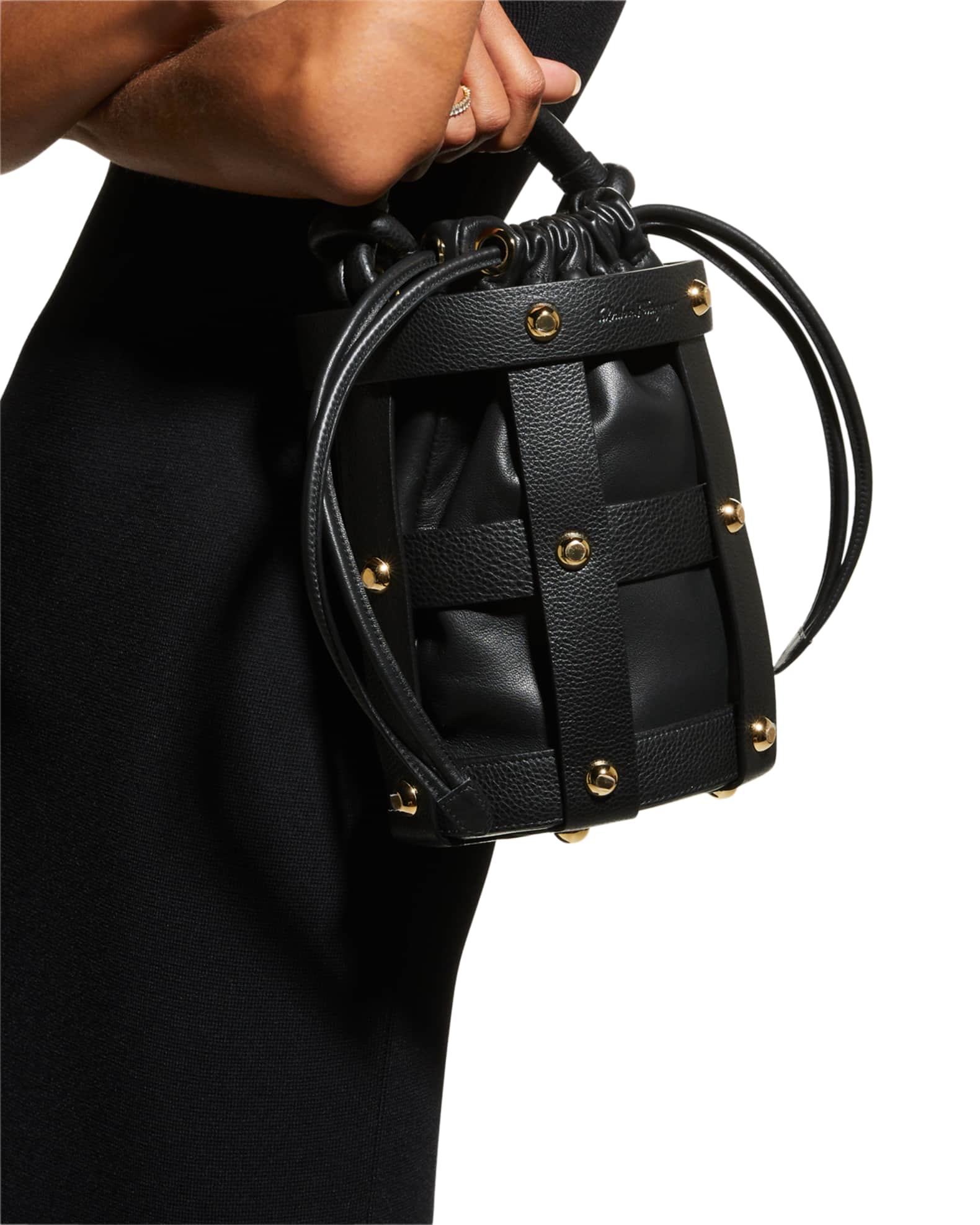 Ferragamo Glam Stud Caged Bucket TopHandle Bag Neiman Marcus