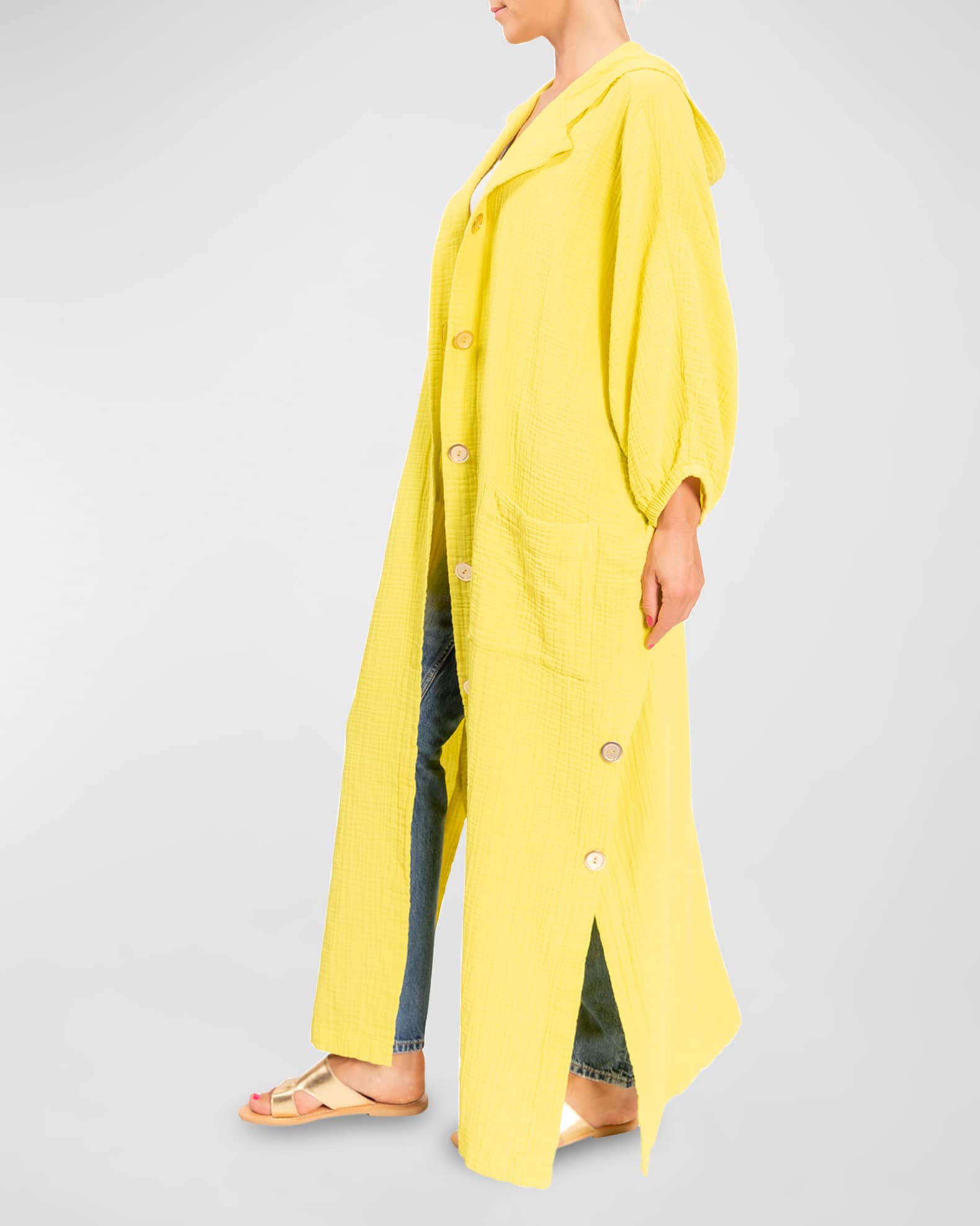 Everyday Ritual Jade Cotton Gauze ButtonFront Coverup Neiman Marcus