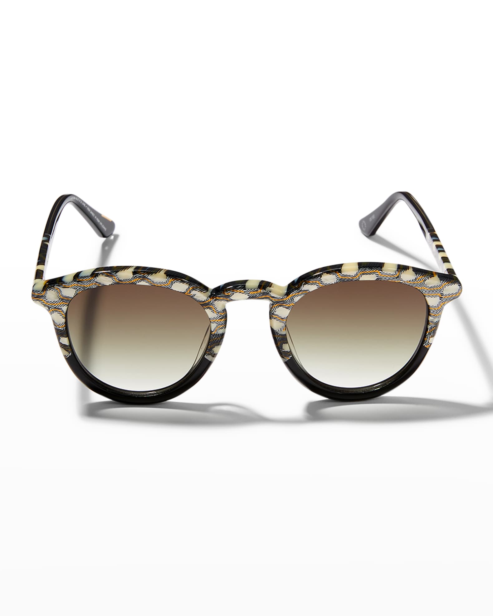 KREWE Collins Round Patterned Acetate Sunglasses Neiman Marcus