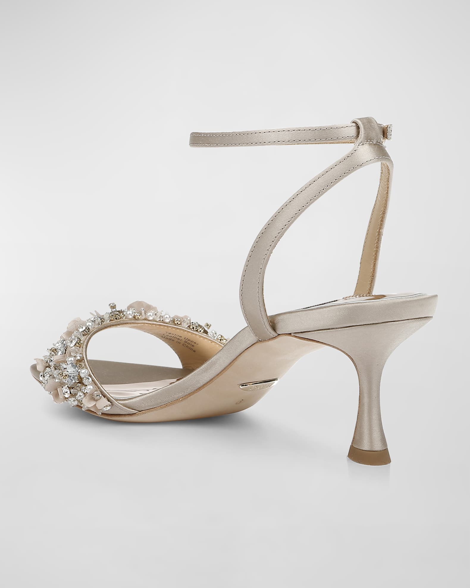 Badgley Mischka Telissa Satin Embellished Ankle-Strap Sandals | Neiman ...
