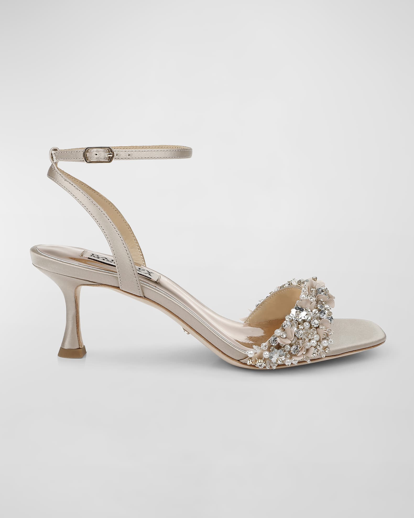 Badgley Mischka Telissa Satin Embellished Ankle-Strap Sandals | Neiman ...