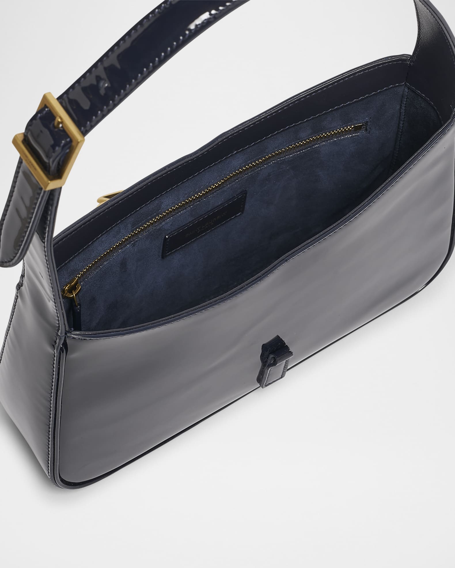 Saint Laurent Le 5 A 7 Ysl Shoulder Bag in Patent Leather Blue Women s Handbags Purses Shoulder Bags