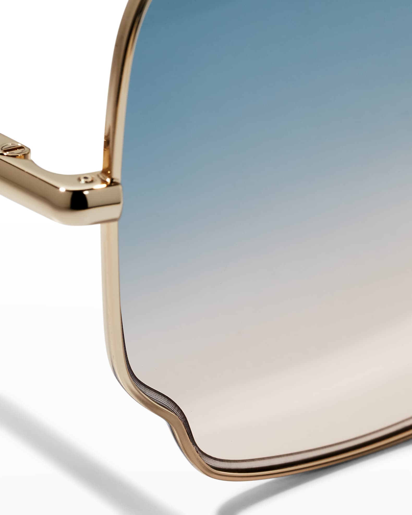 Chloe Oversized Geo Rectangle Metal Sunglasses | Neiman Marcus