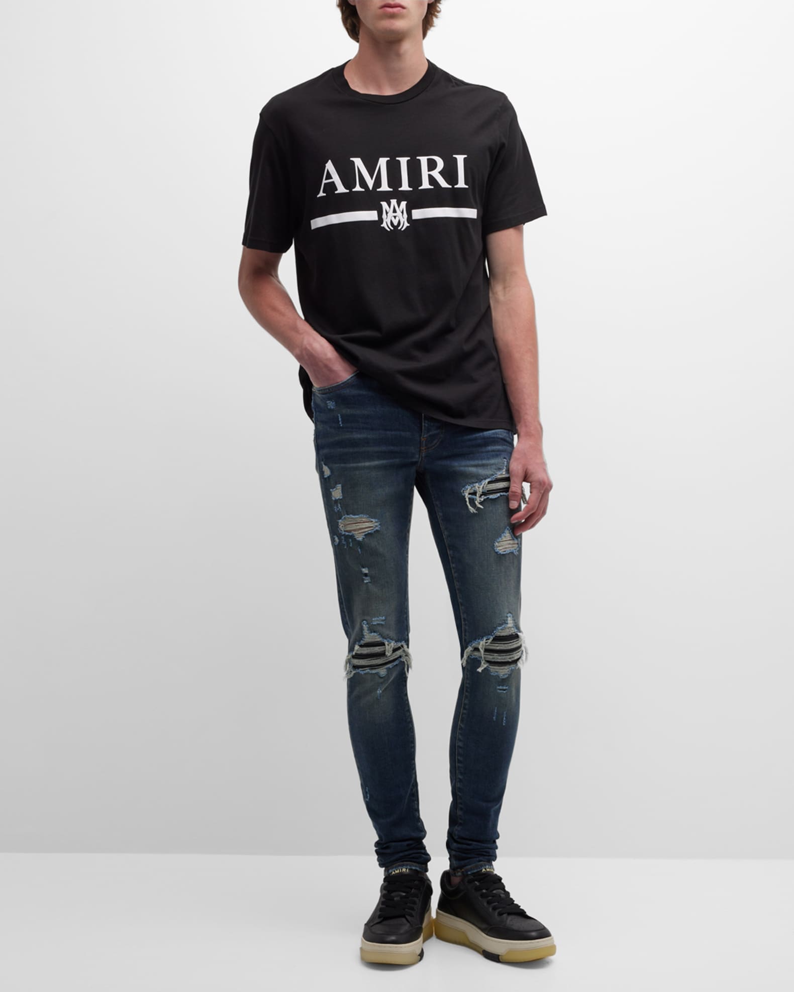 Amiri Men's MX1 Destroyed Skinny Jeans | Neiman Marcus