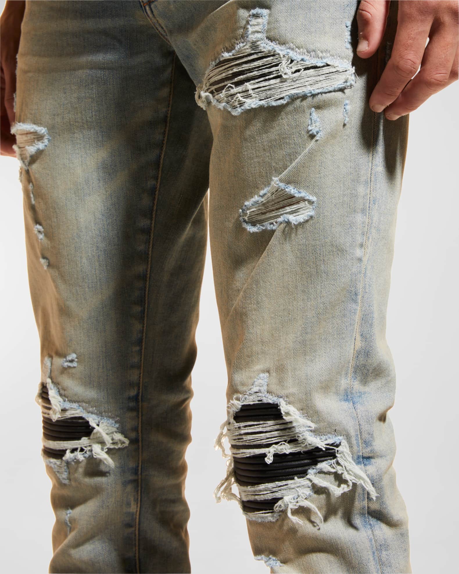 Amiri Men's MX1 Destroyed Skinny Jeans | Neiman Marcus